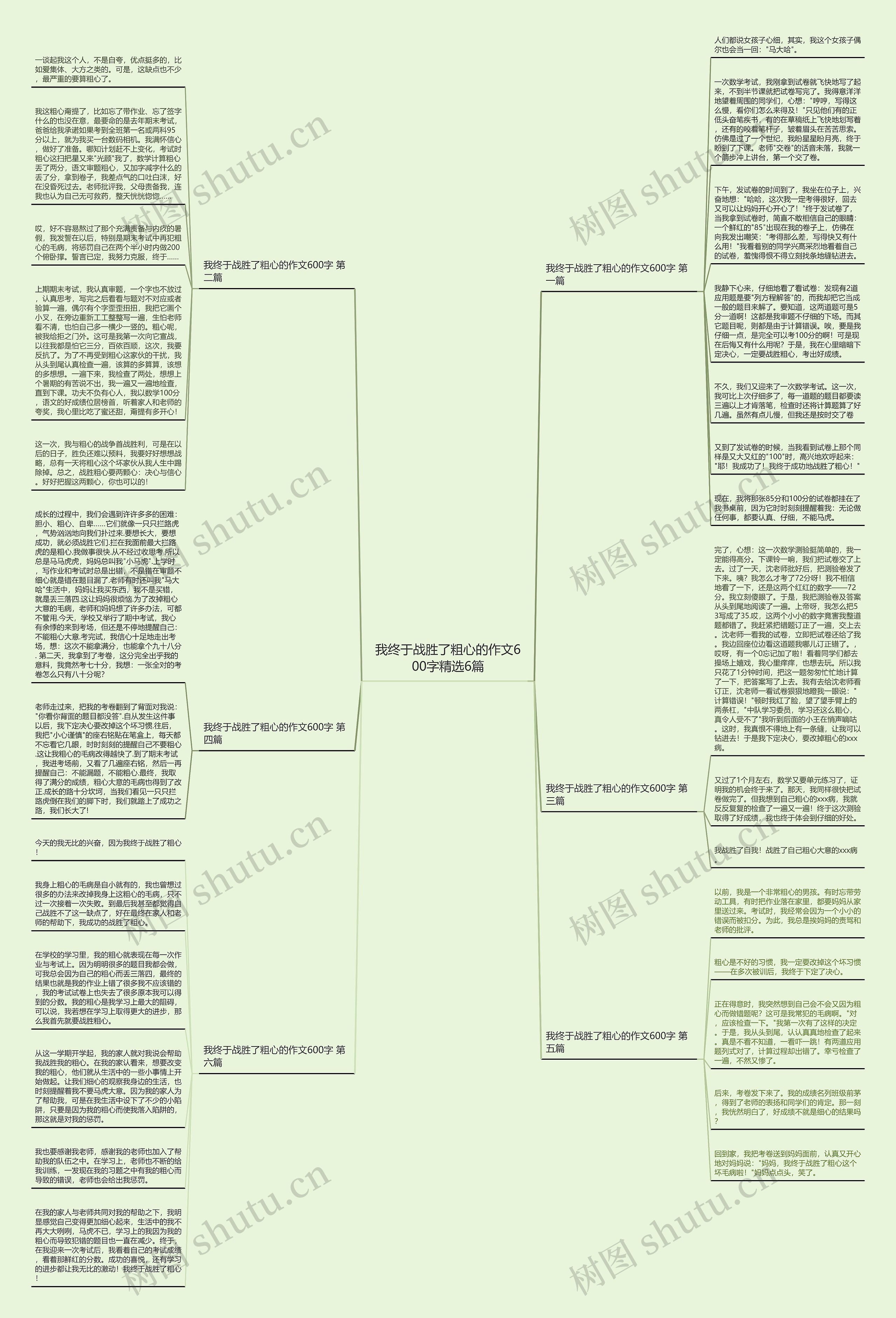 我终于战胜了粗心的作文600字精选6篇思维导图