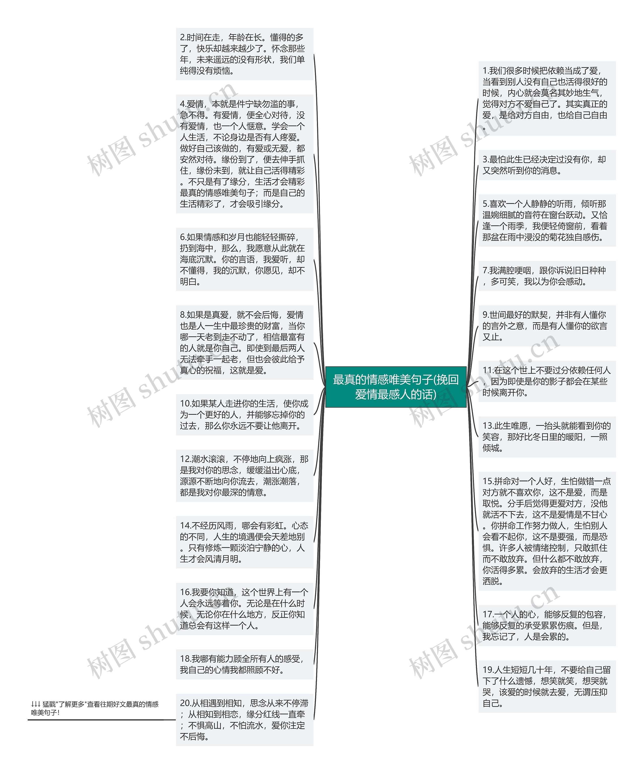 最真的情感唯美句子(挽回爱情最感人的话)思维导图