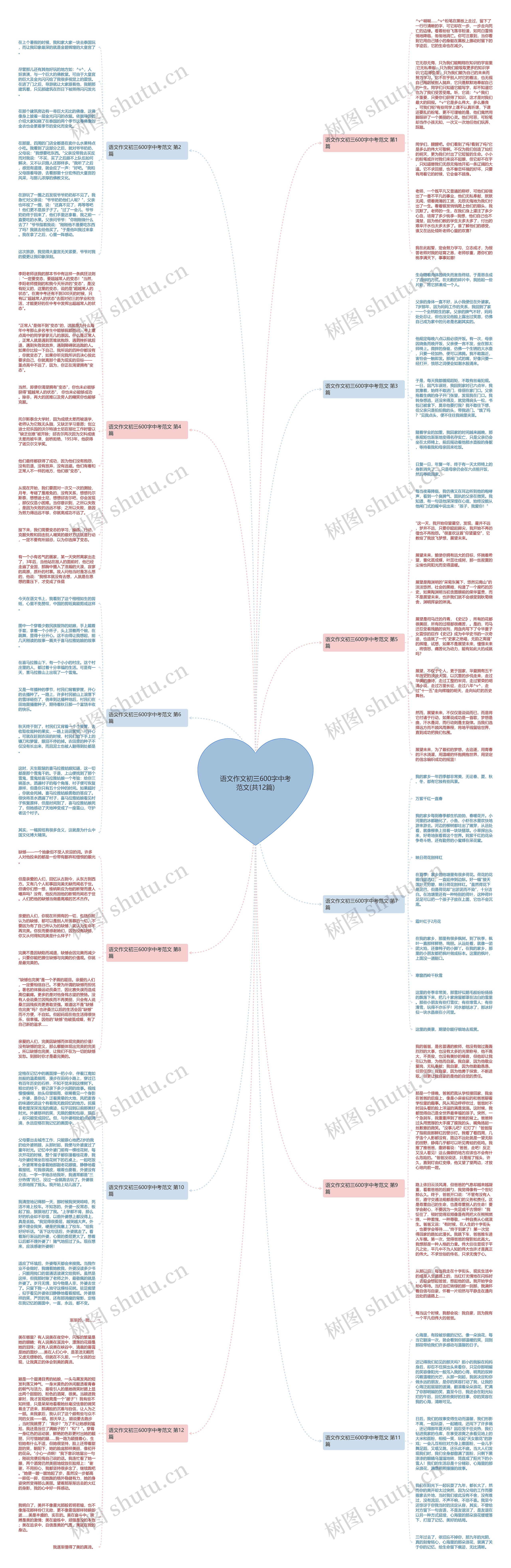 语文作文初三600字中考范文(共12篇)思维导图