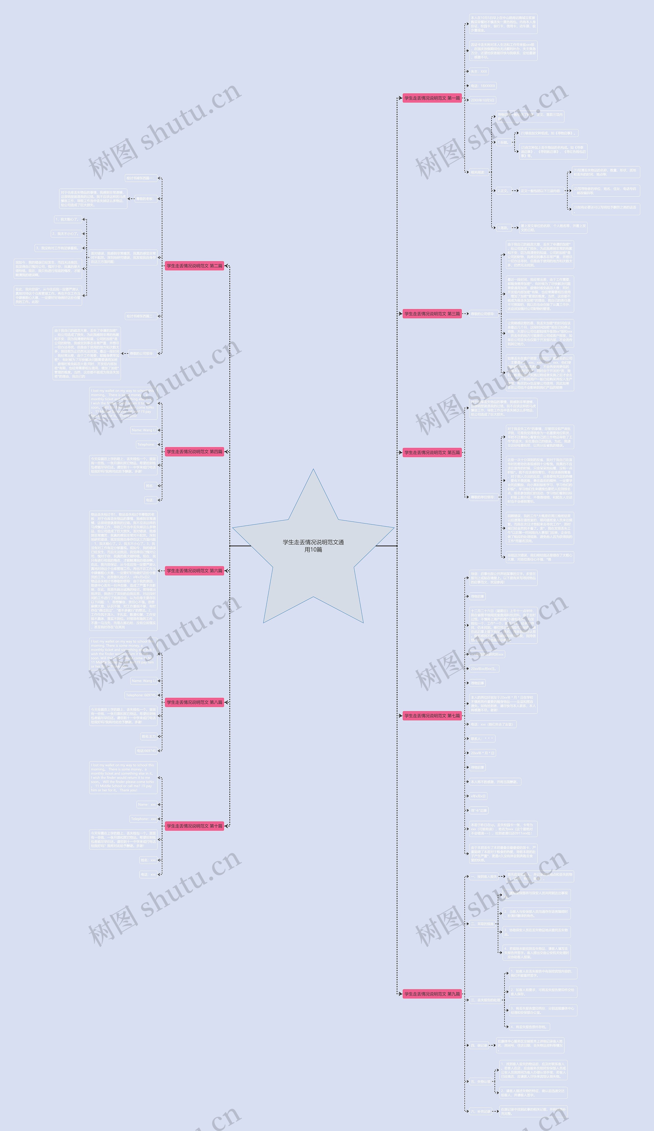 学生走丢情况说明范文通用10篇思维导图