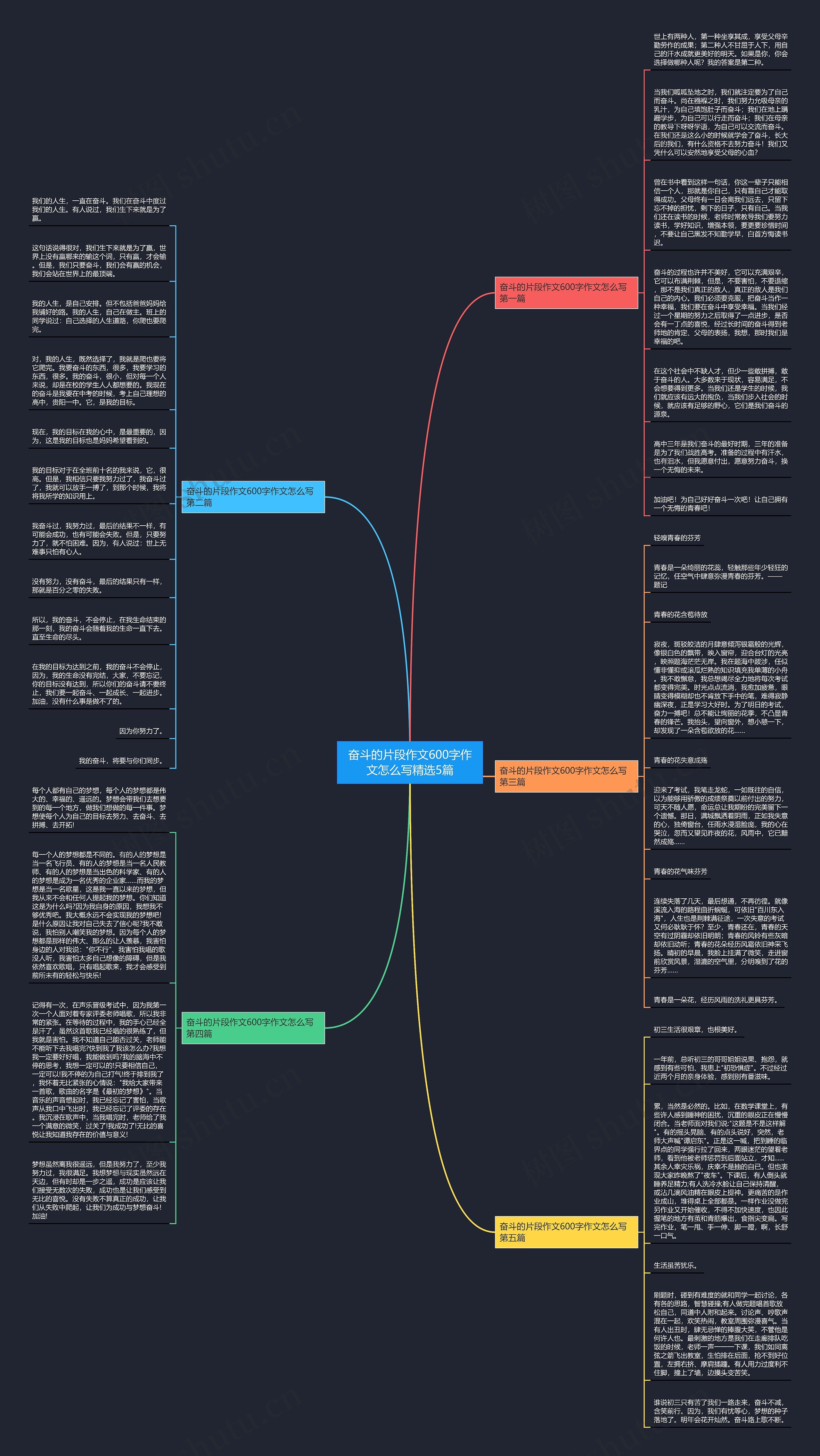奋斗的片段作文600字作文怎么写精选5篇思维导图