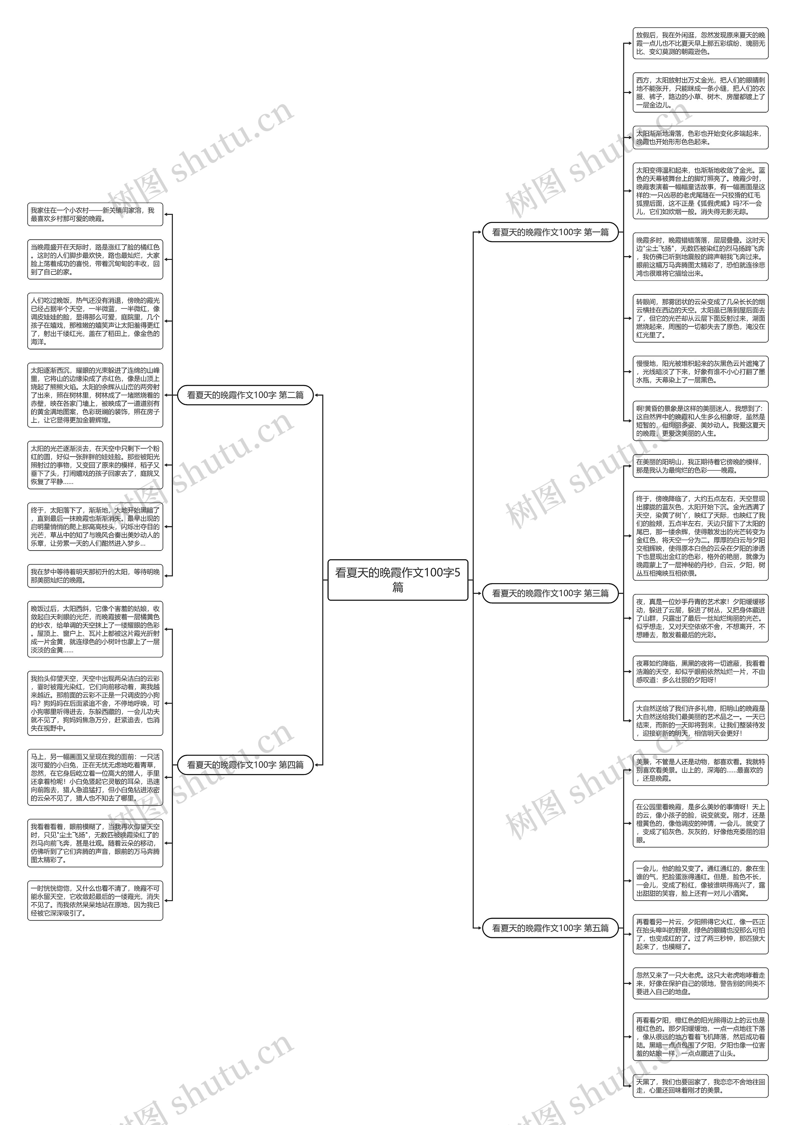 看夏天的晚霞作文100字5篇思维导图