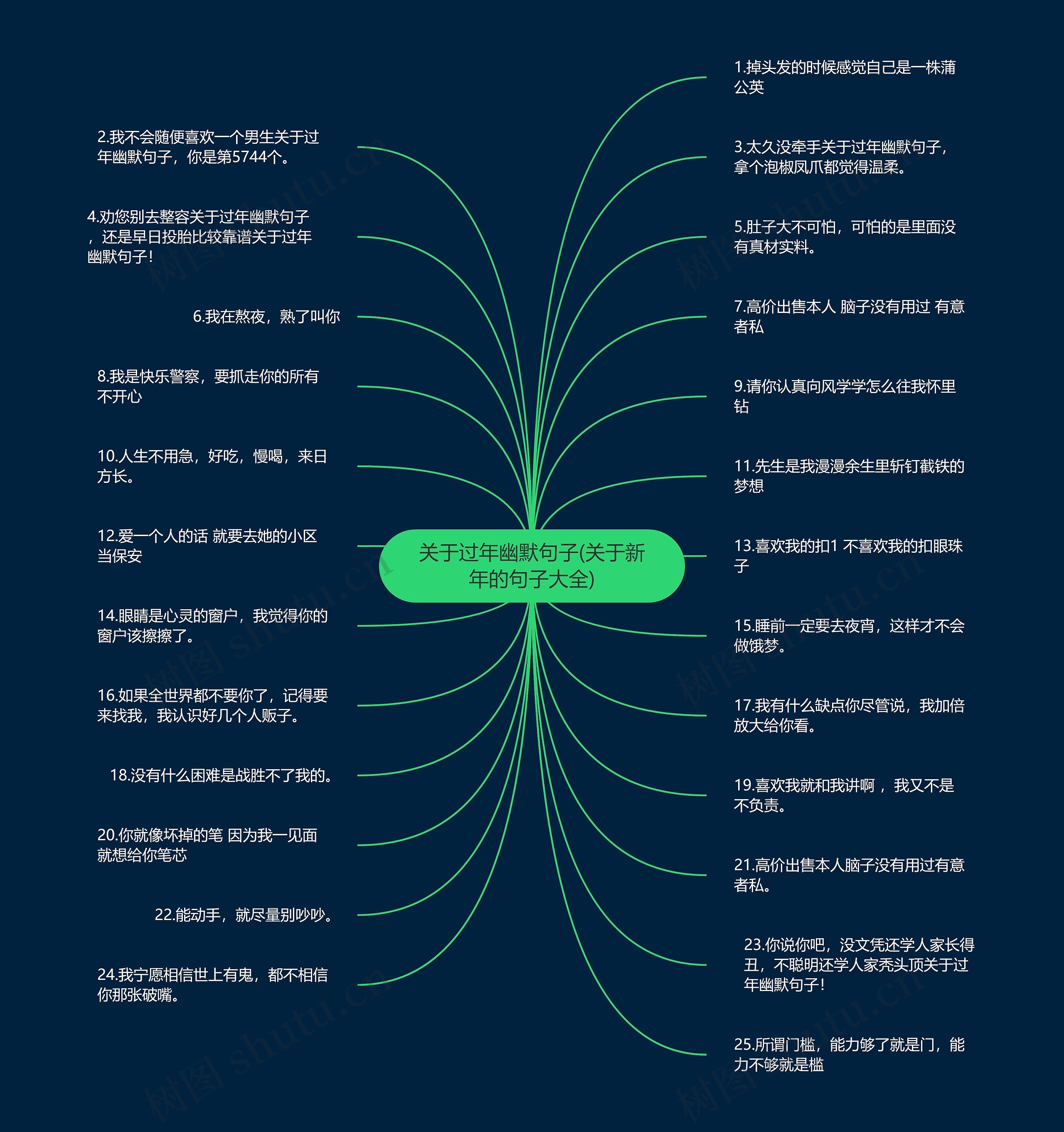 关于过年幽默句子(关于新年的句子大全)思维导图