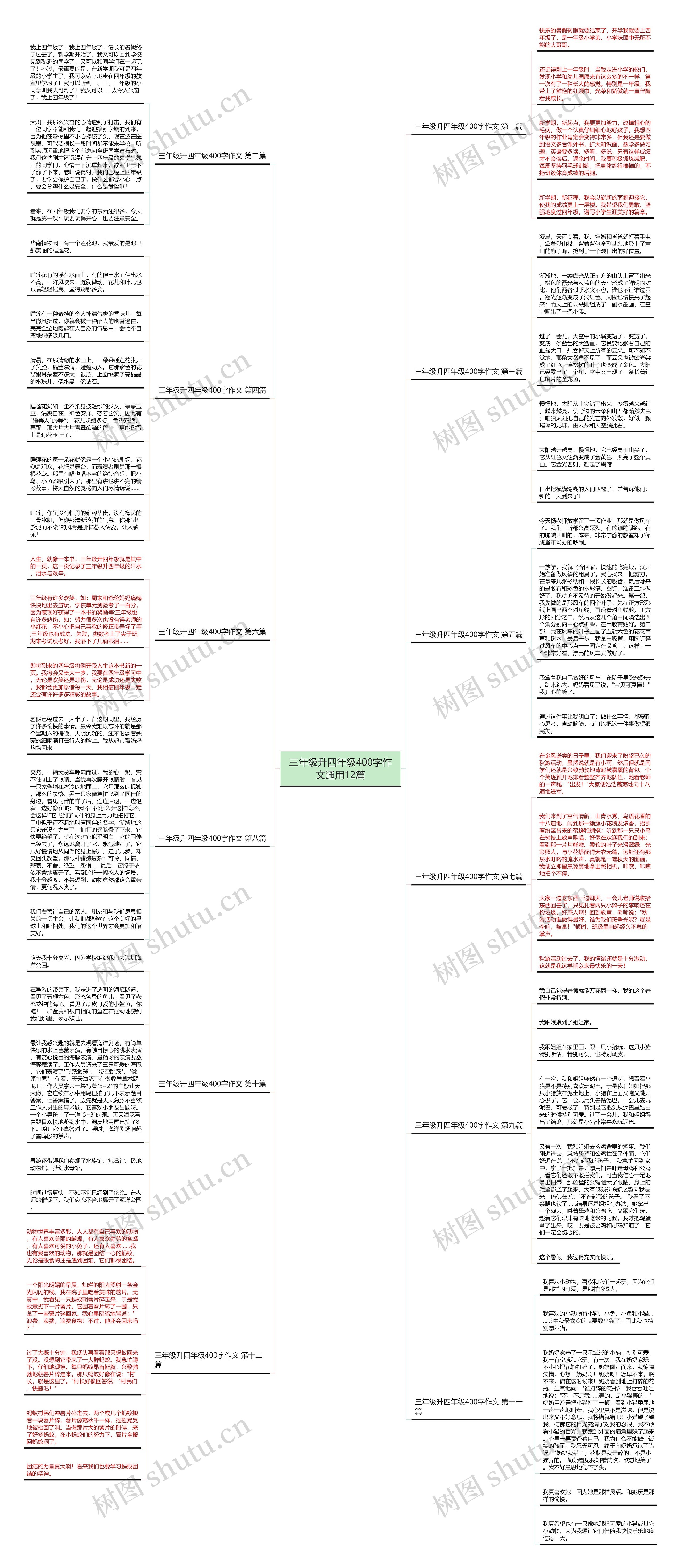 三年级升四年级400字作文通用12篇思维导图