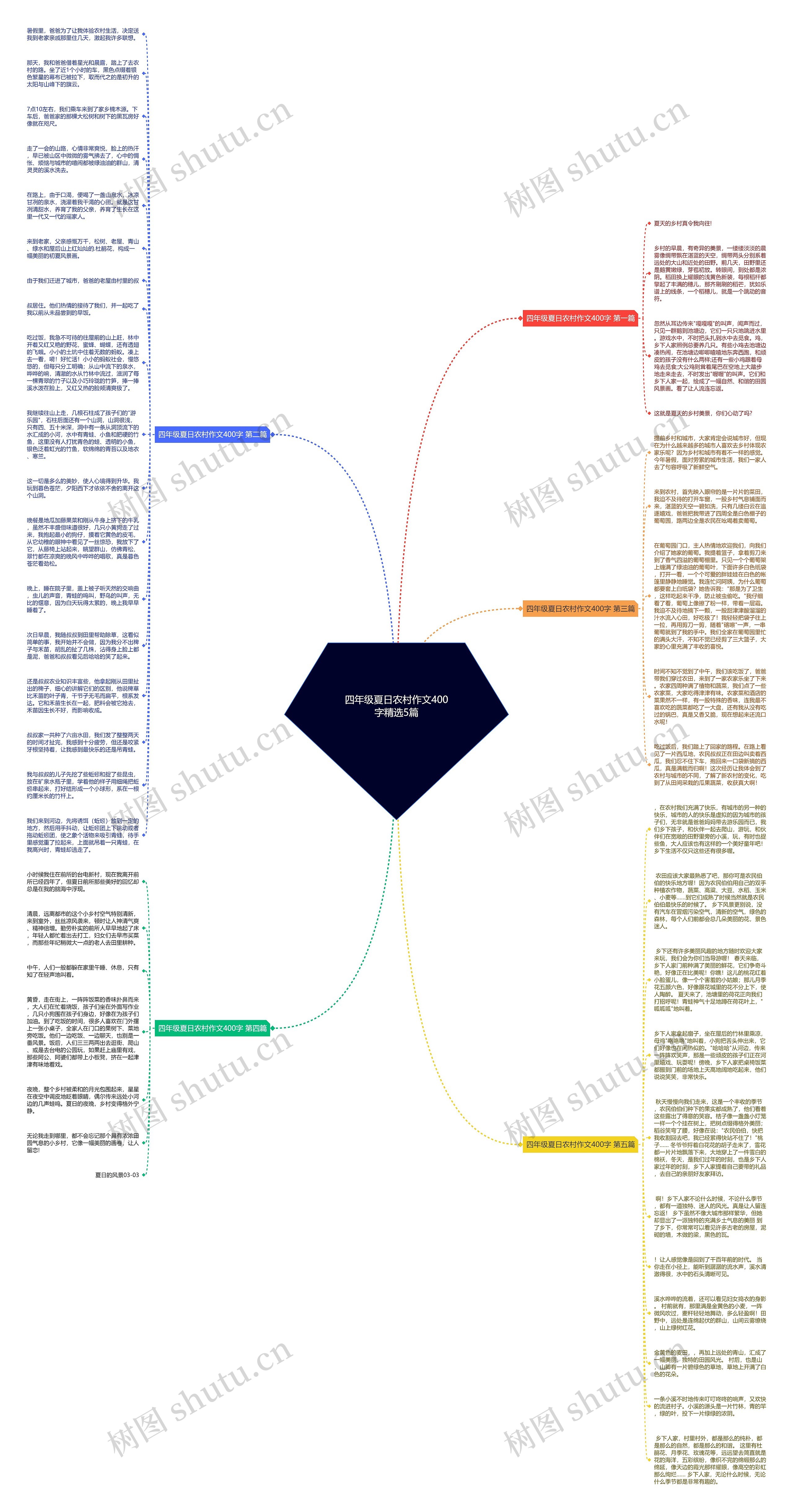 四年级夏日农村作文400字精选5篇思维导图