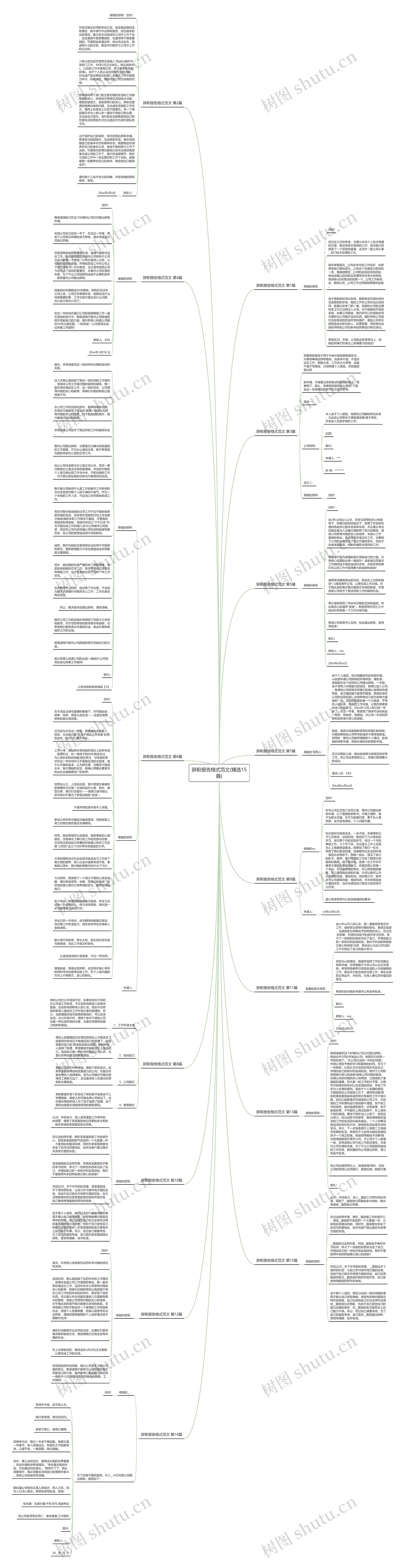 辞职报告格式范文(精选15篇)思维导图