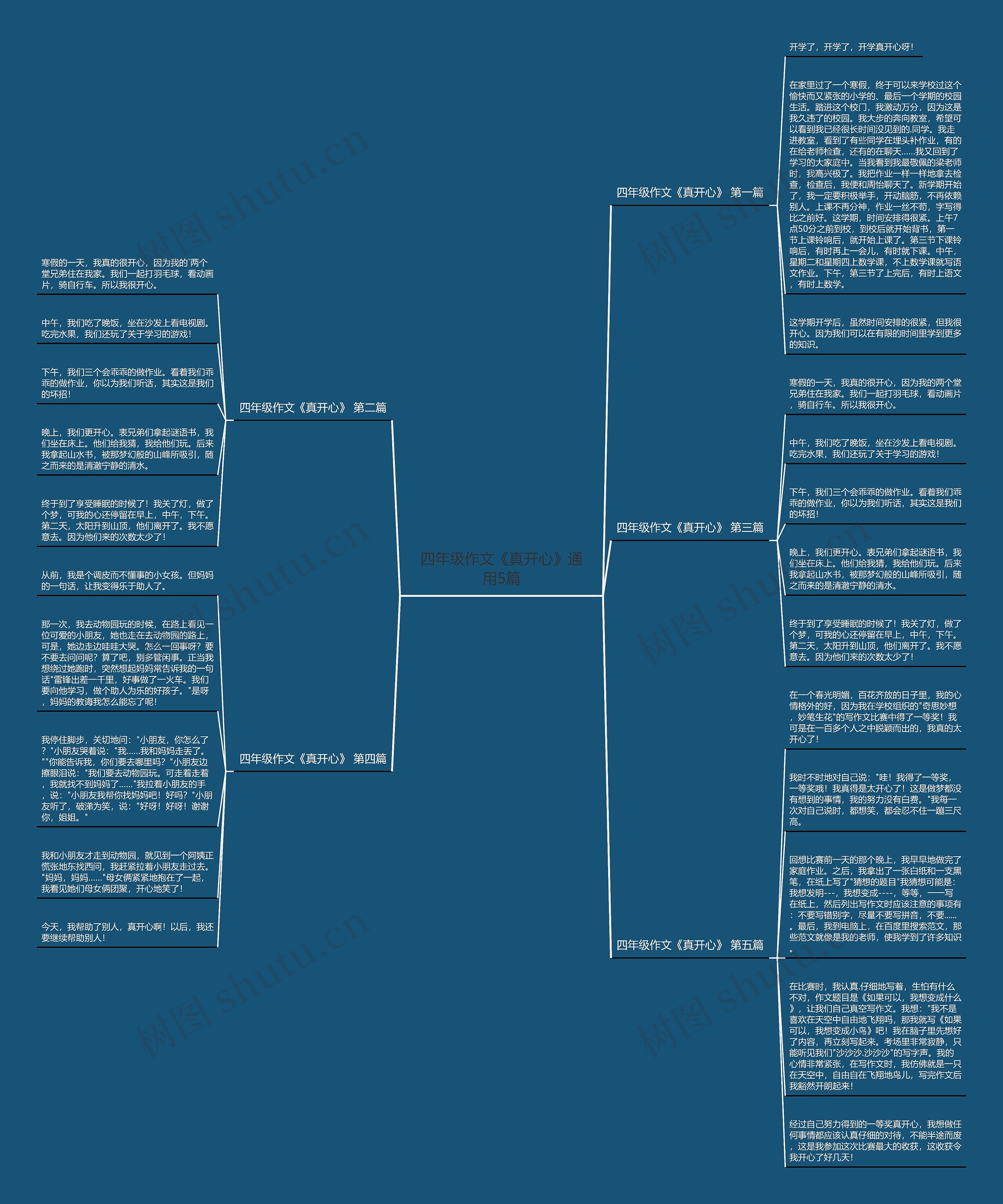 四年级作文《真开心》通用5篇思维导图