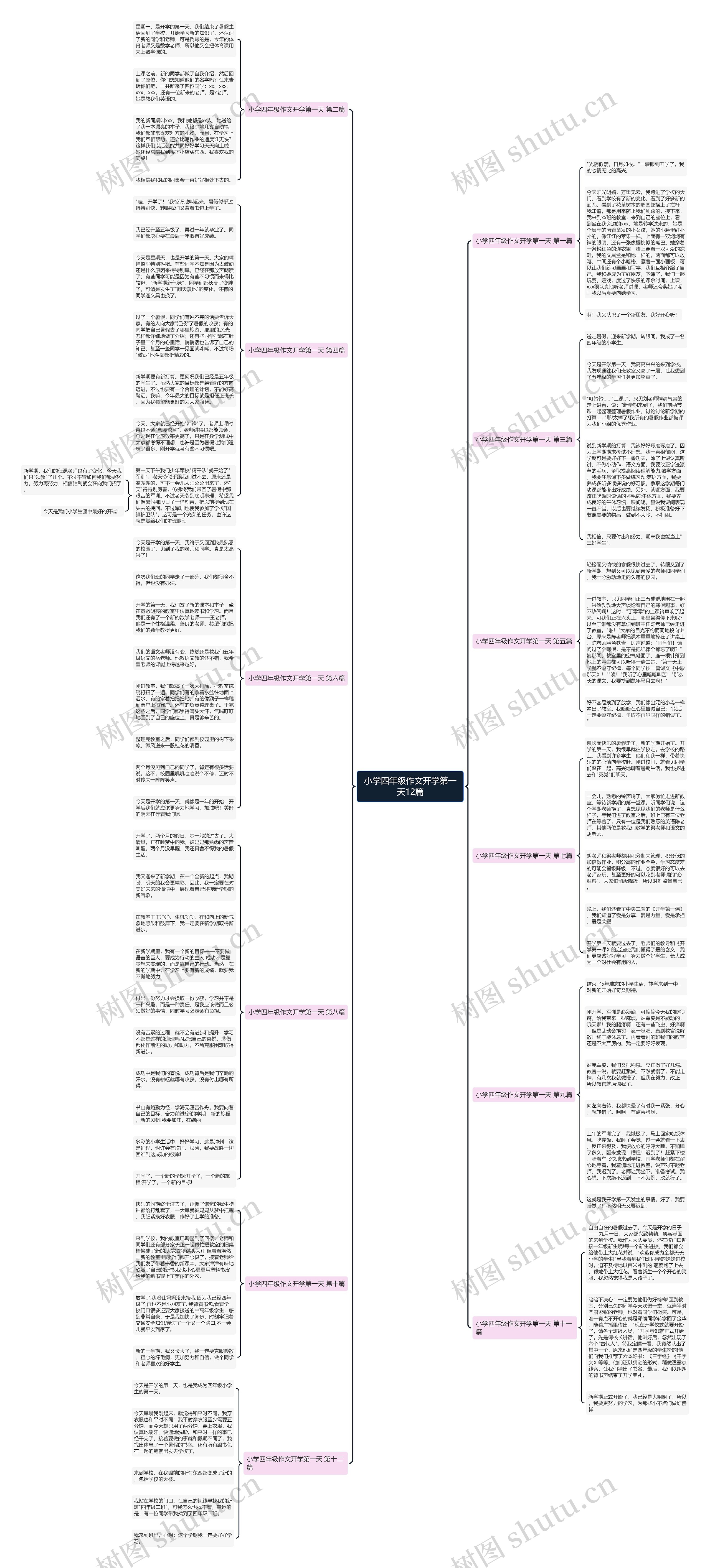 小学四年级作文开学第一天12篇思维导图