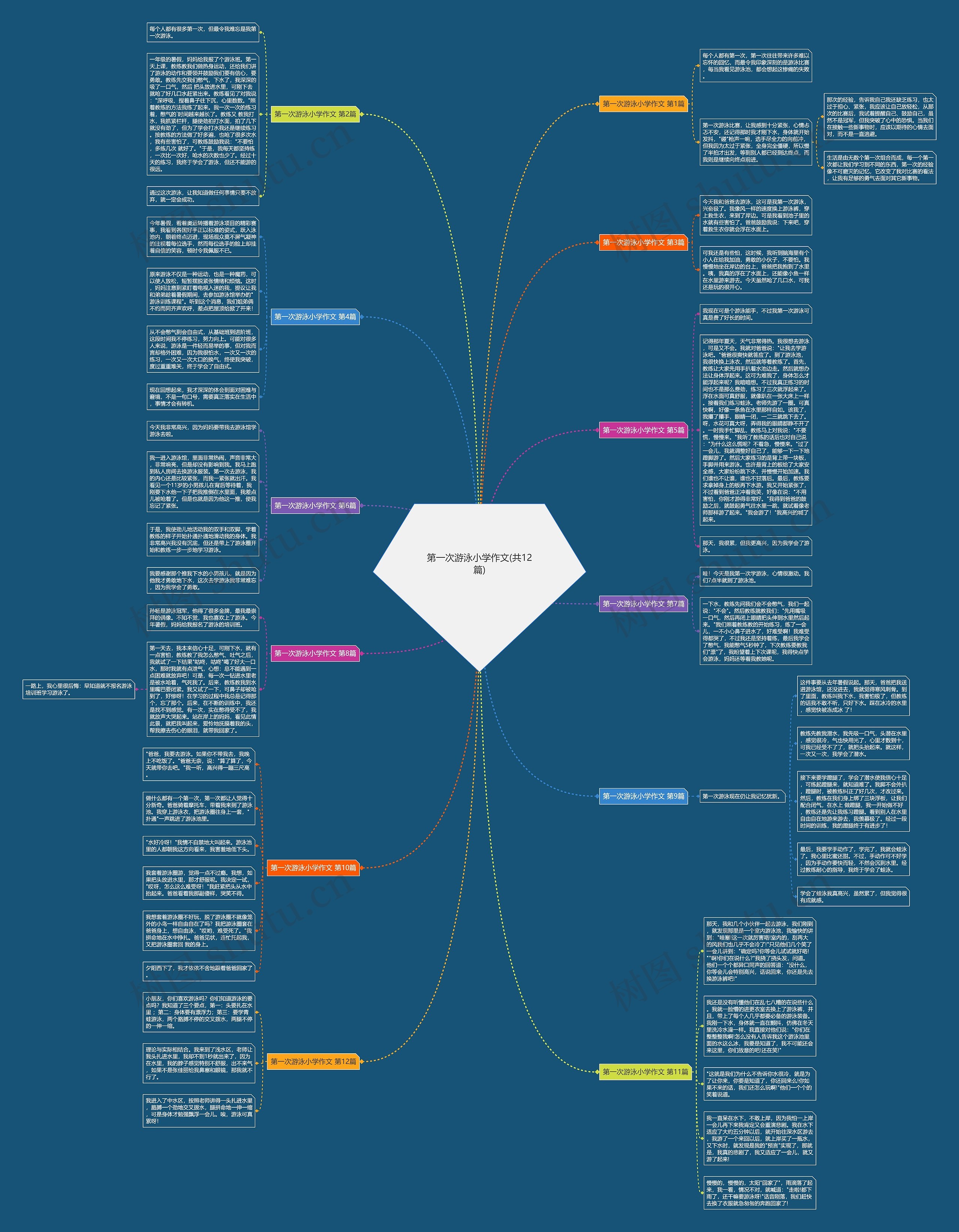 第一次游泳小学作文(共12篇)思维导图