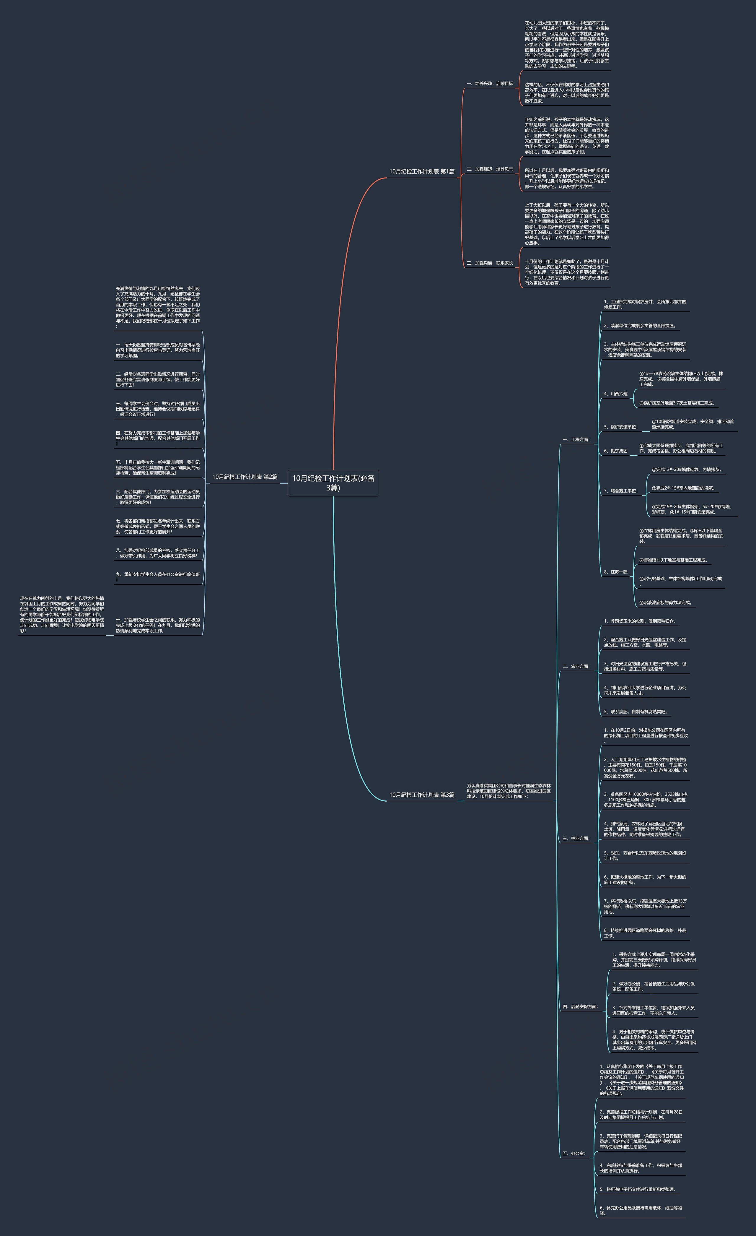 10月纪检工作计划表(必备3篇)思维导图