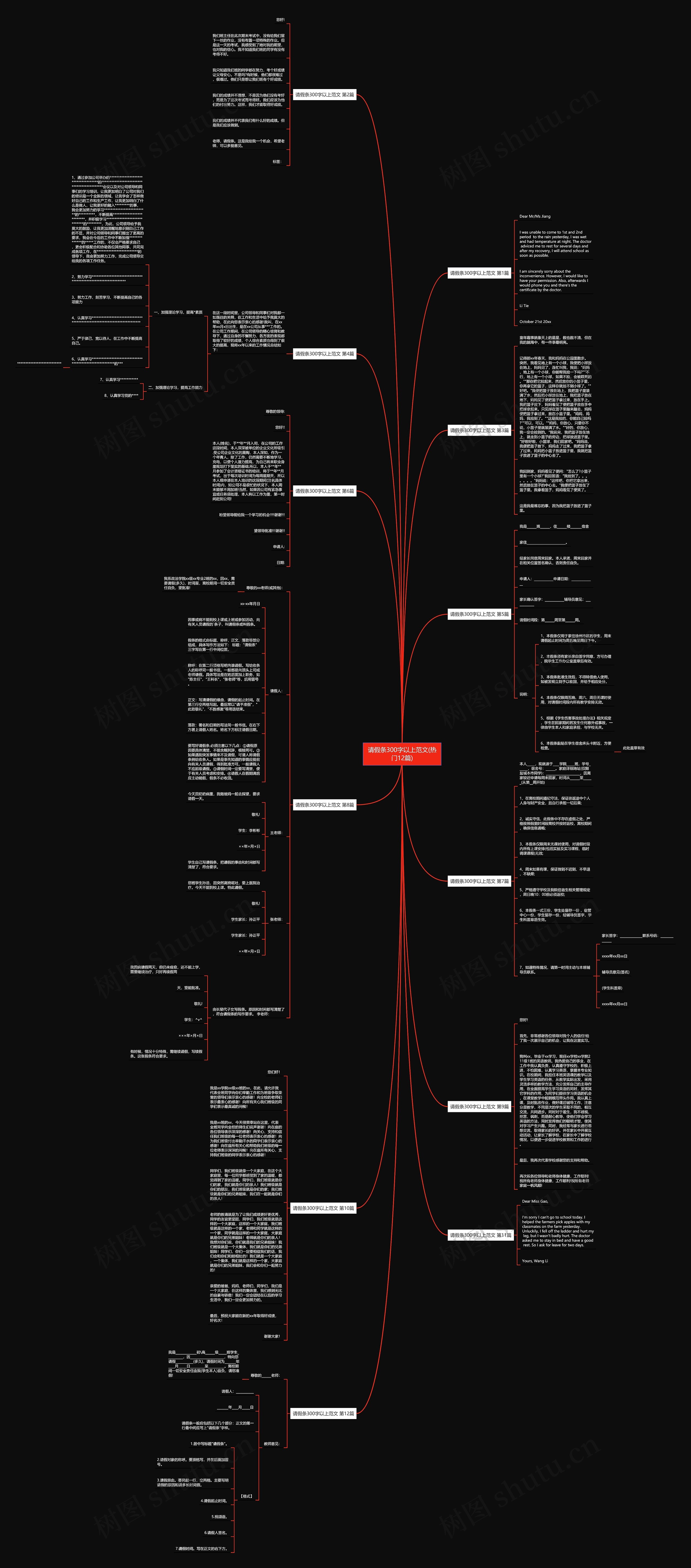 请假条300字以上范文(热门12篇)思维导图