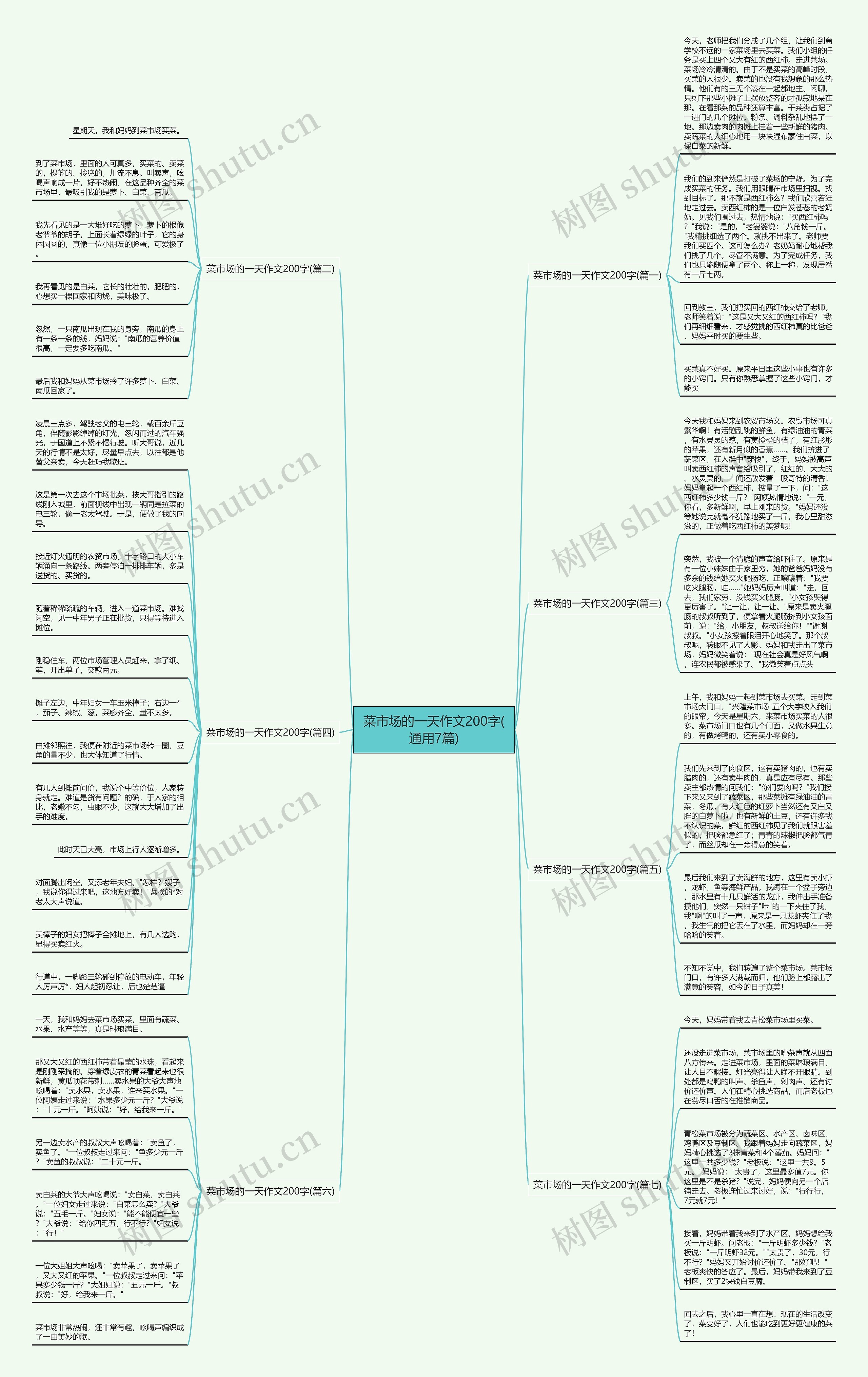 菜市场的一天作文200字(通用7篇)思维导图