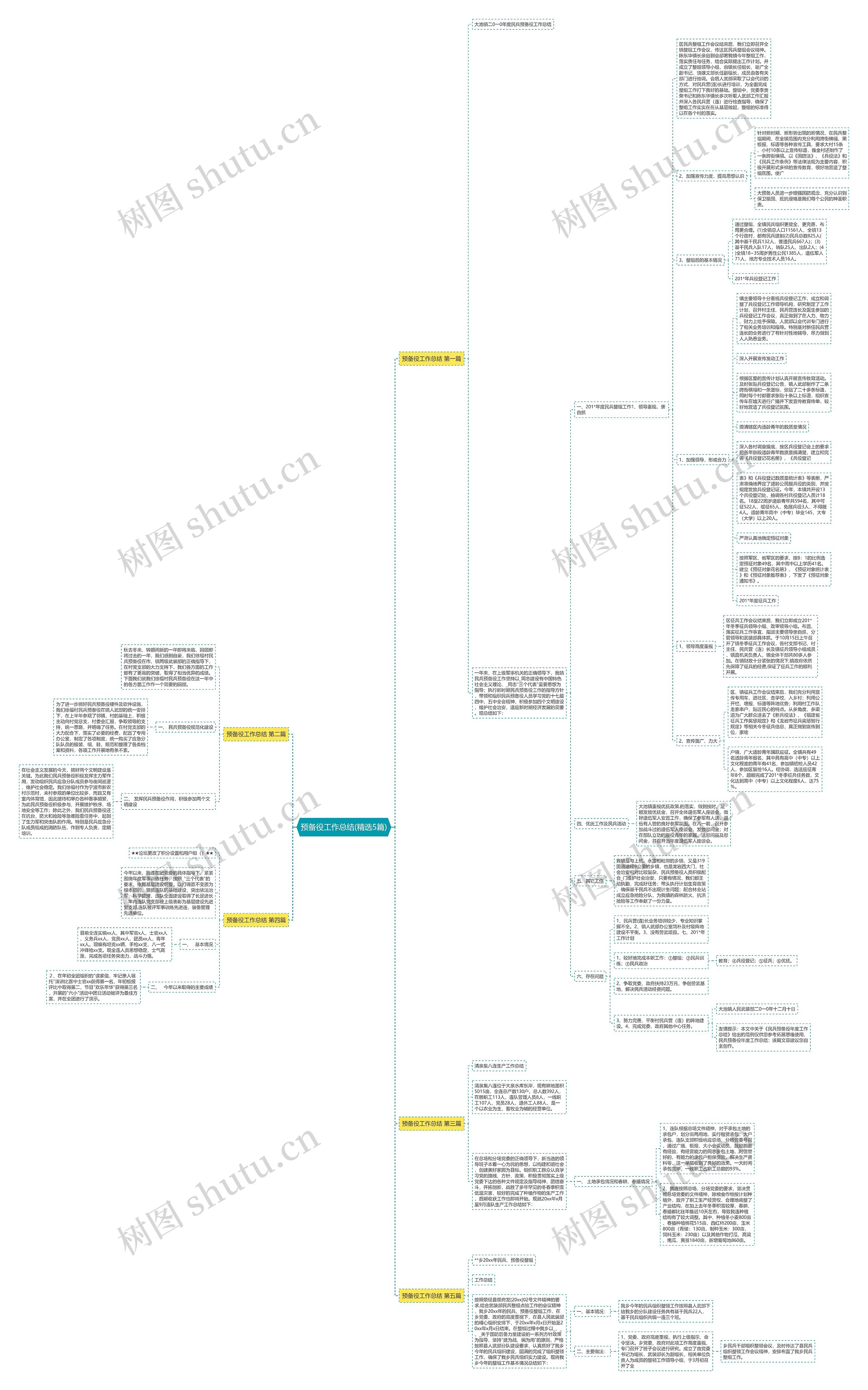 预备役工作总结(精选5篇)思维导图
