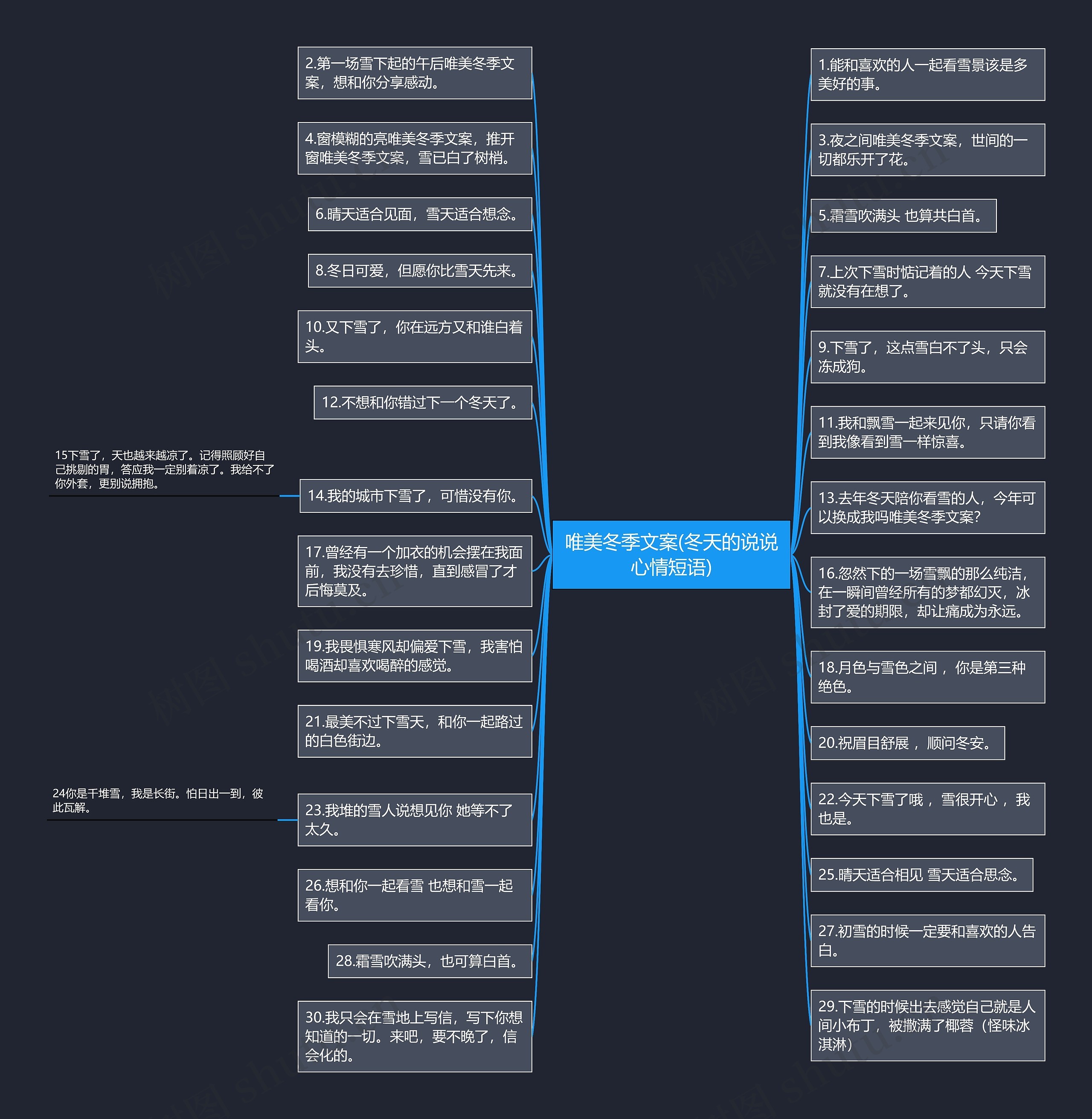 唯美冬季文案(冬天的说说心情短语)思维导图