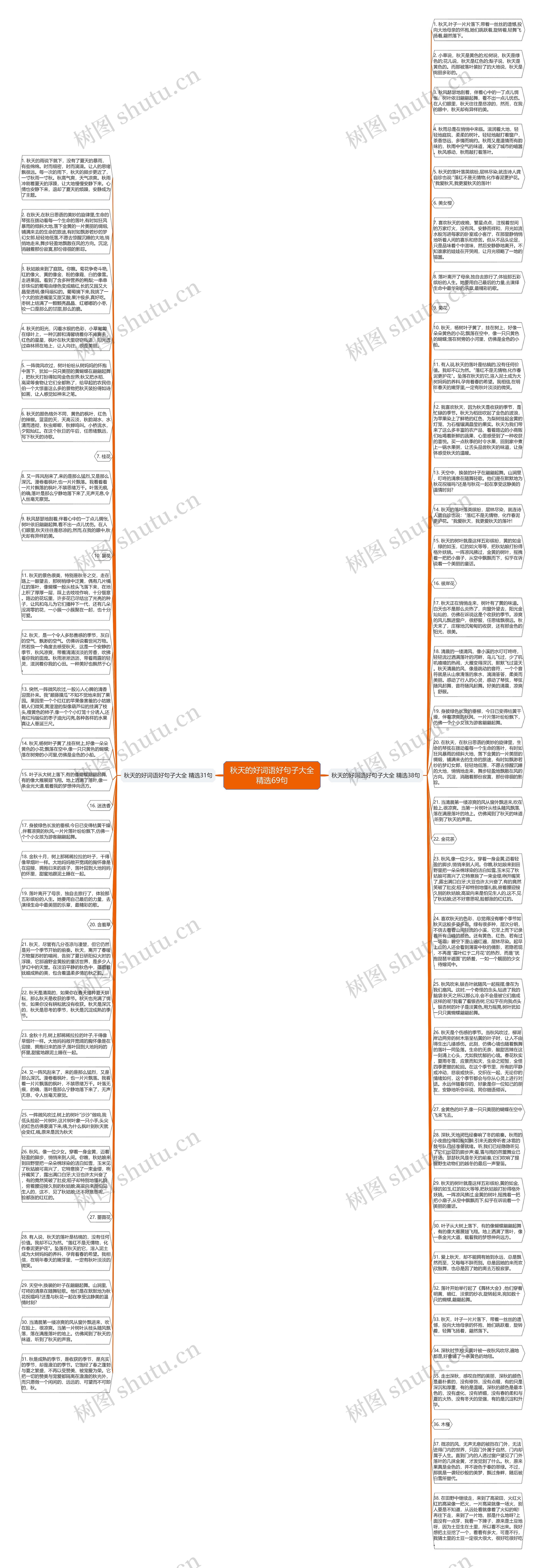 秋天的好词语好句子大全精选69句思维导图
