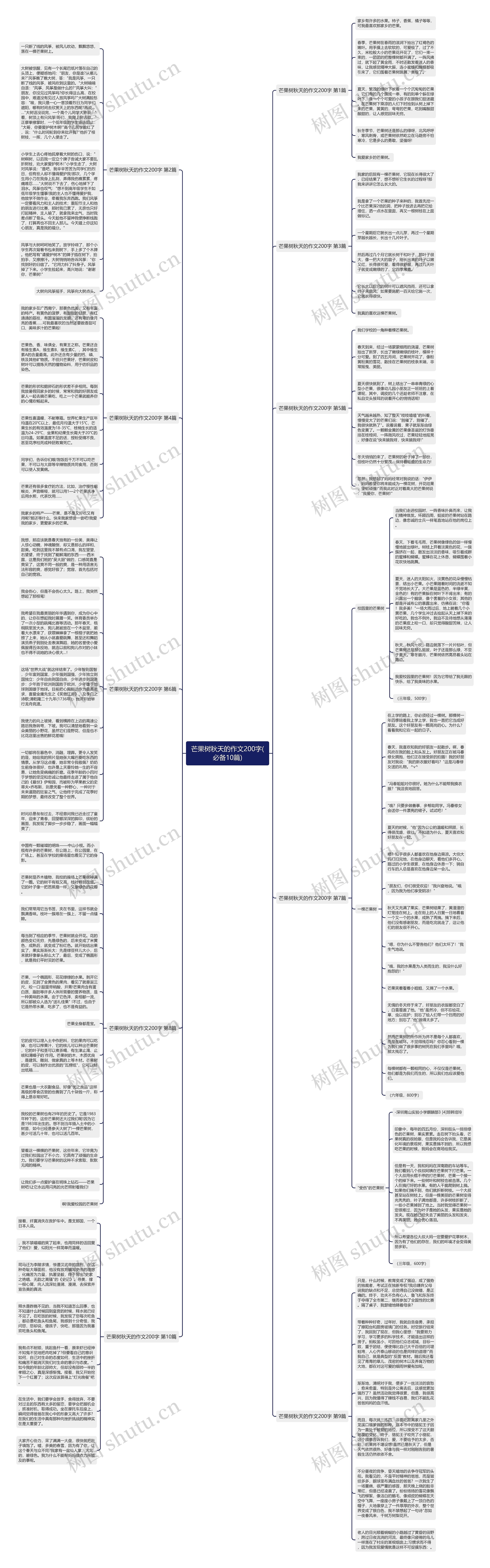 芒果树秋天的作文200字(必备10篇)思维导图