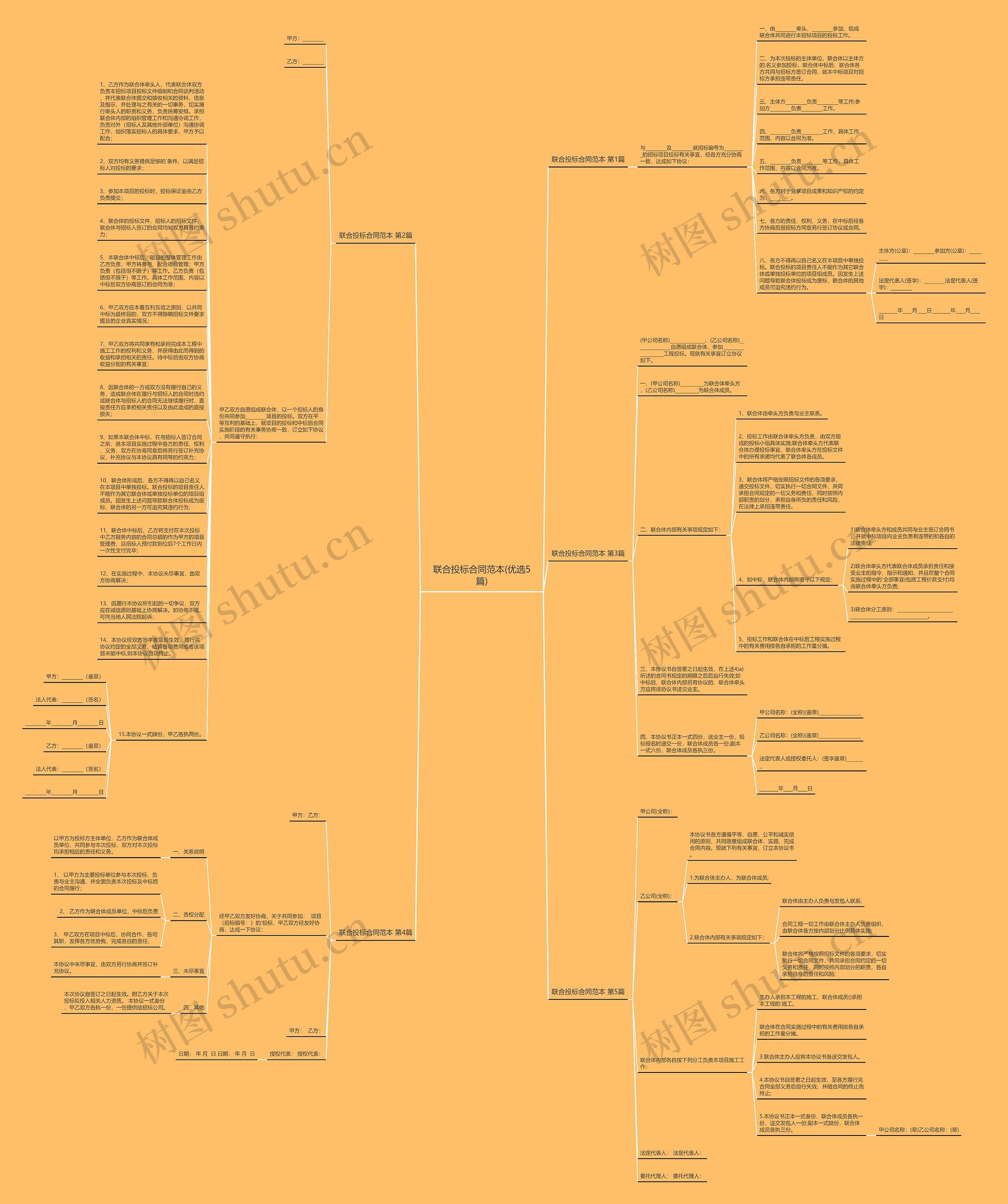 联合投标合同范本(优选5篇)思维导图