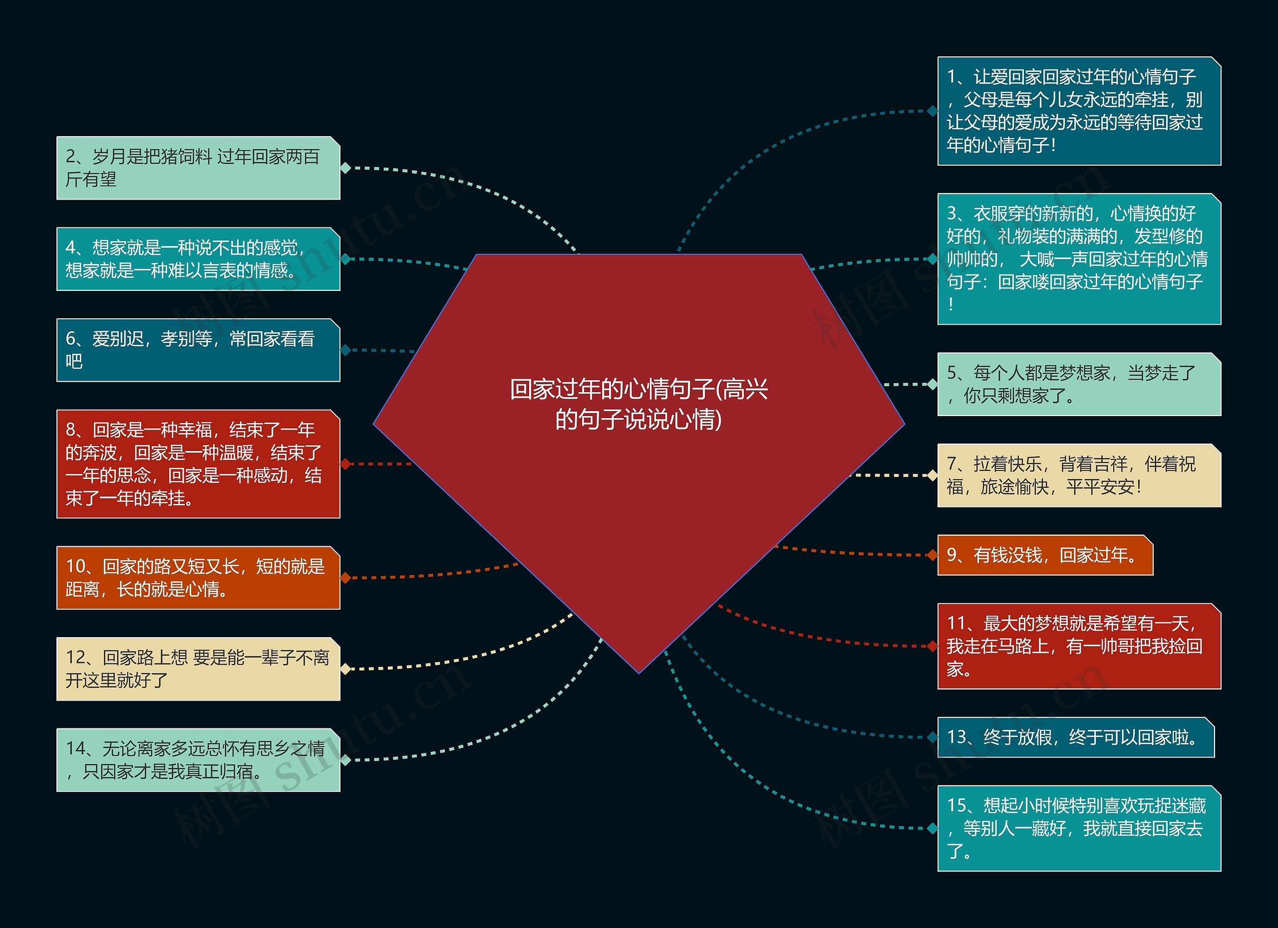 回家过年的心情句子(高兴的句子说说心情)思维导图