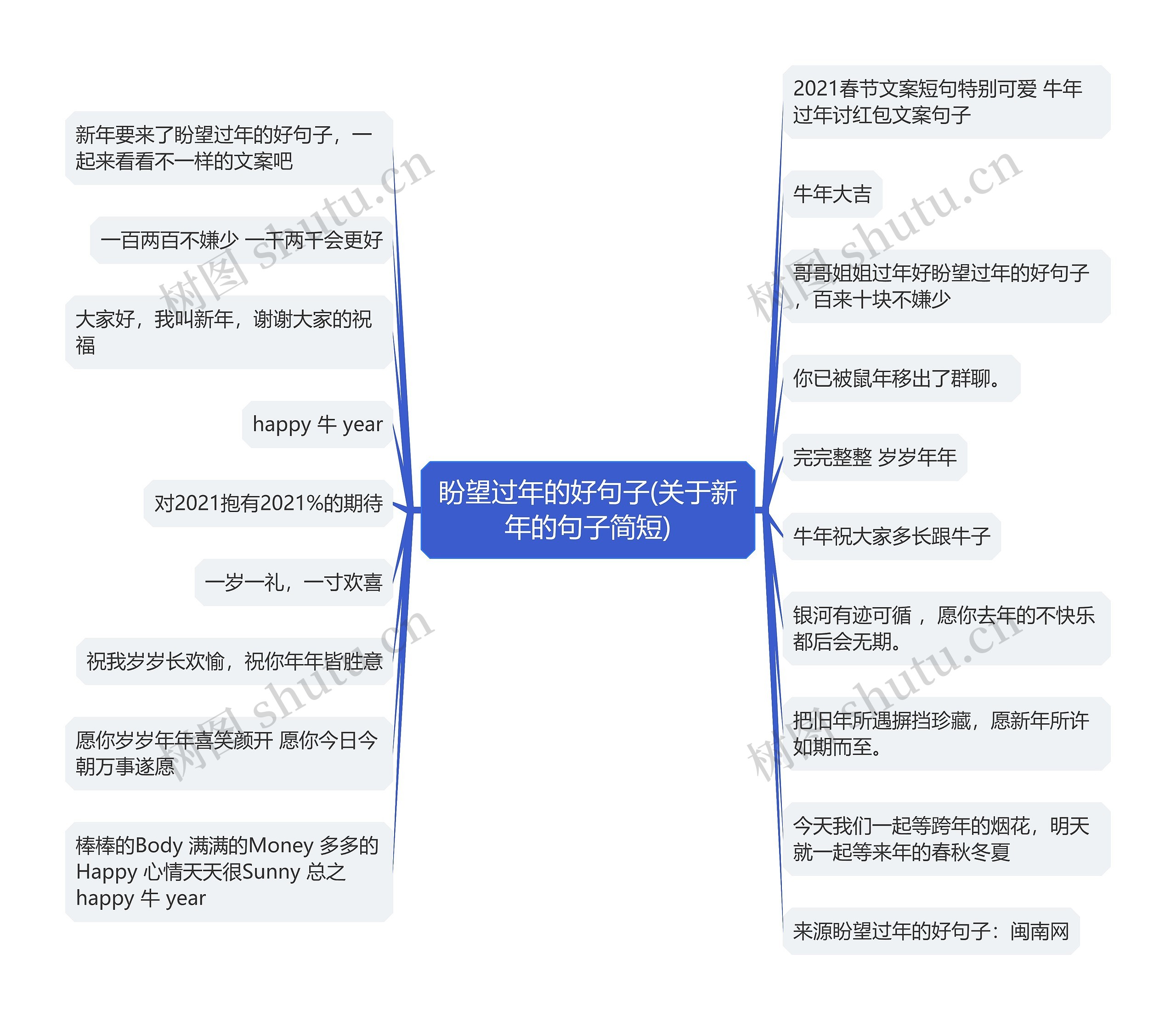 盼望过年的好句子(关于新年的句子简短)思维导图