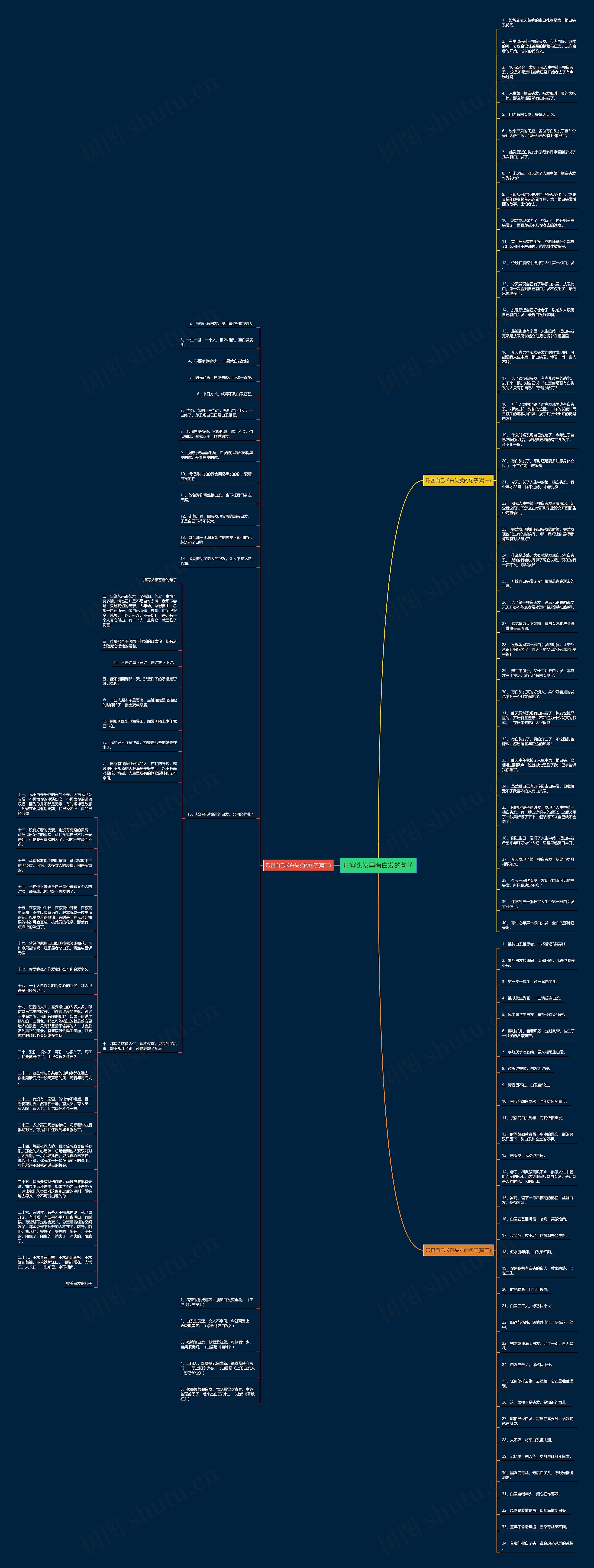 形容头发里有白发的句子思维导图