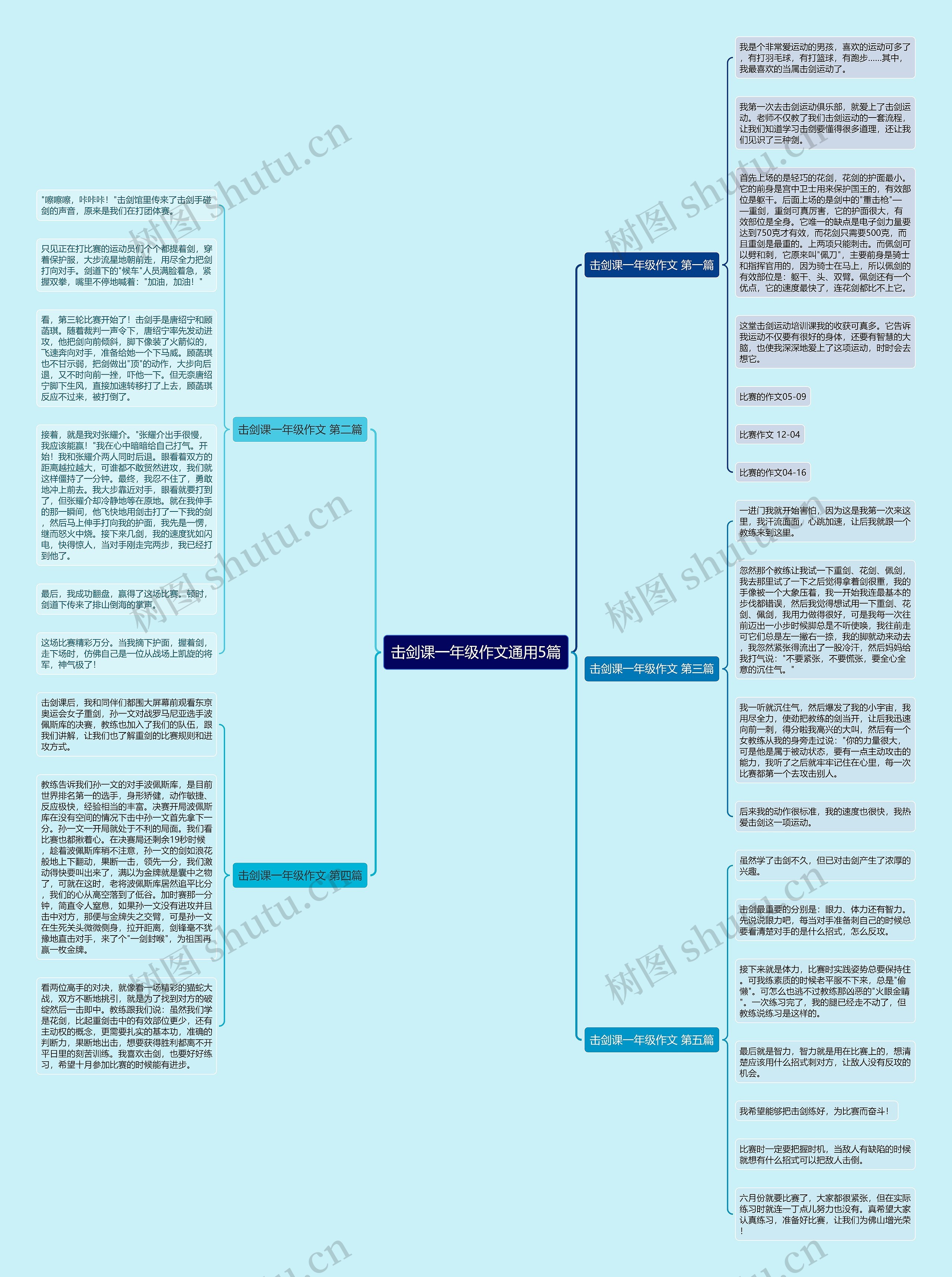 击剑课一年级作文通用5篇思维导图