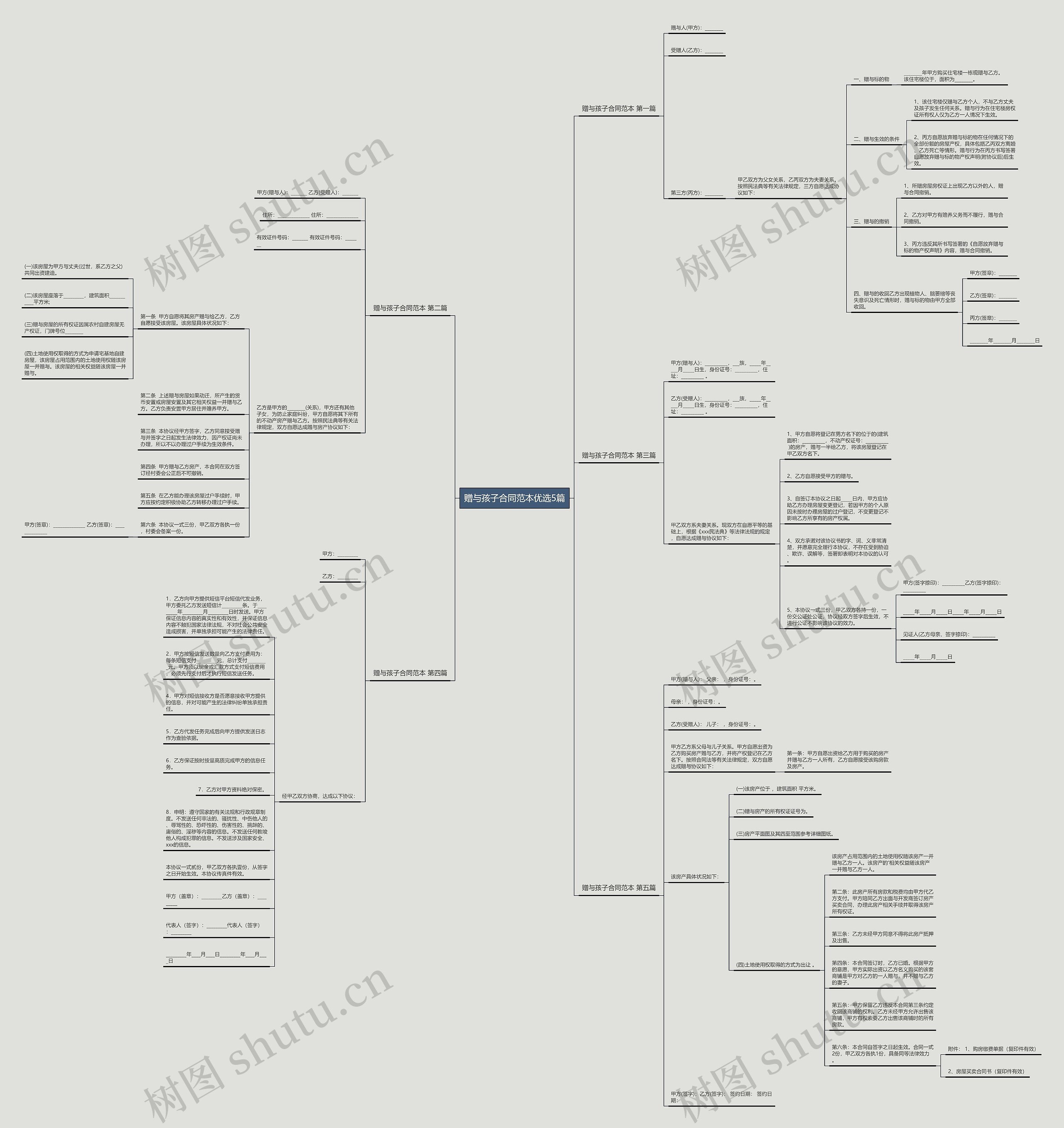 赠与孩子合同范本优选5篇思维导图
