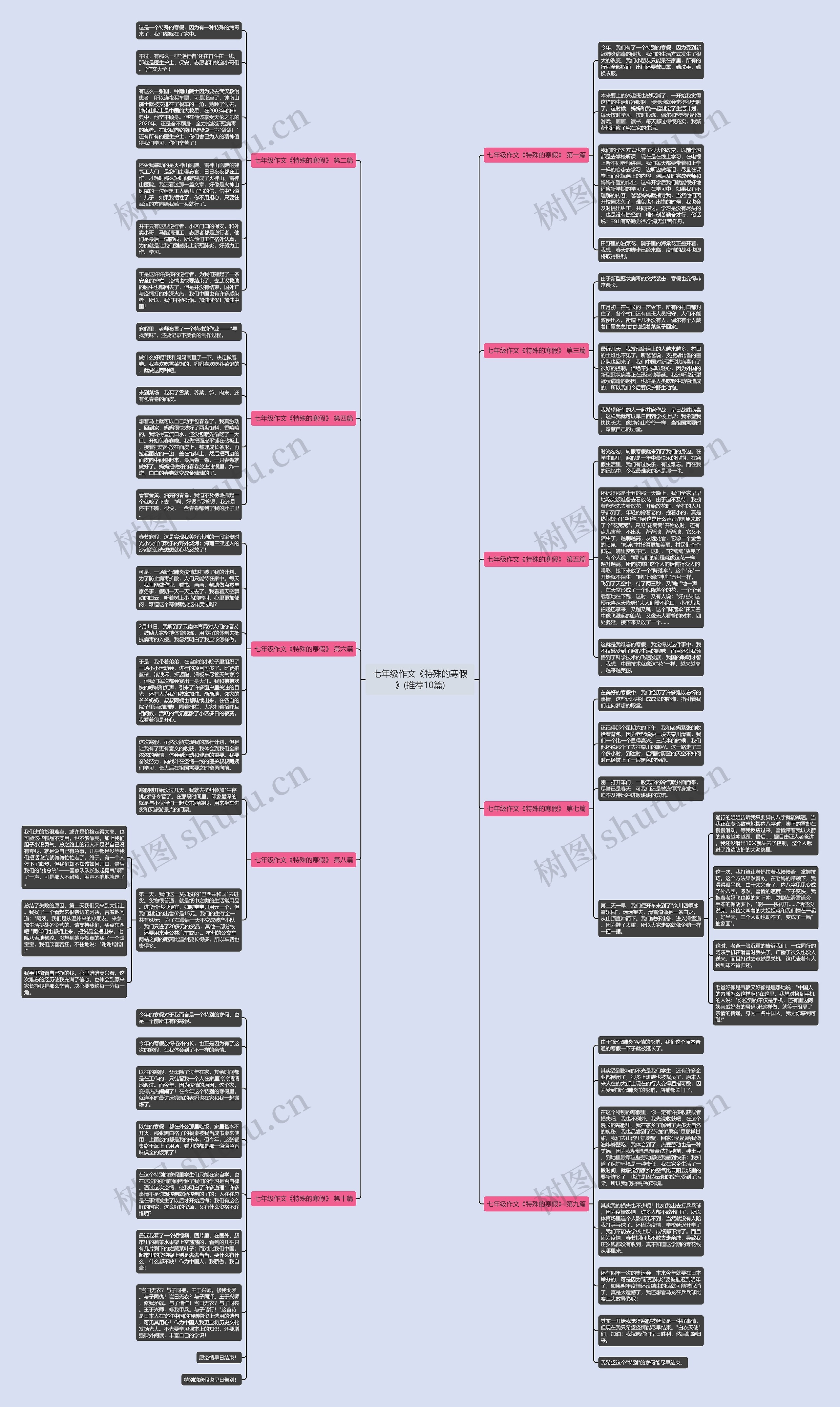 七年级作文《特殊的寒假》(推荐10篇)思维导图