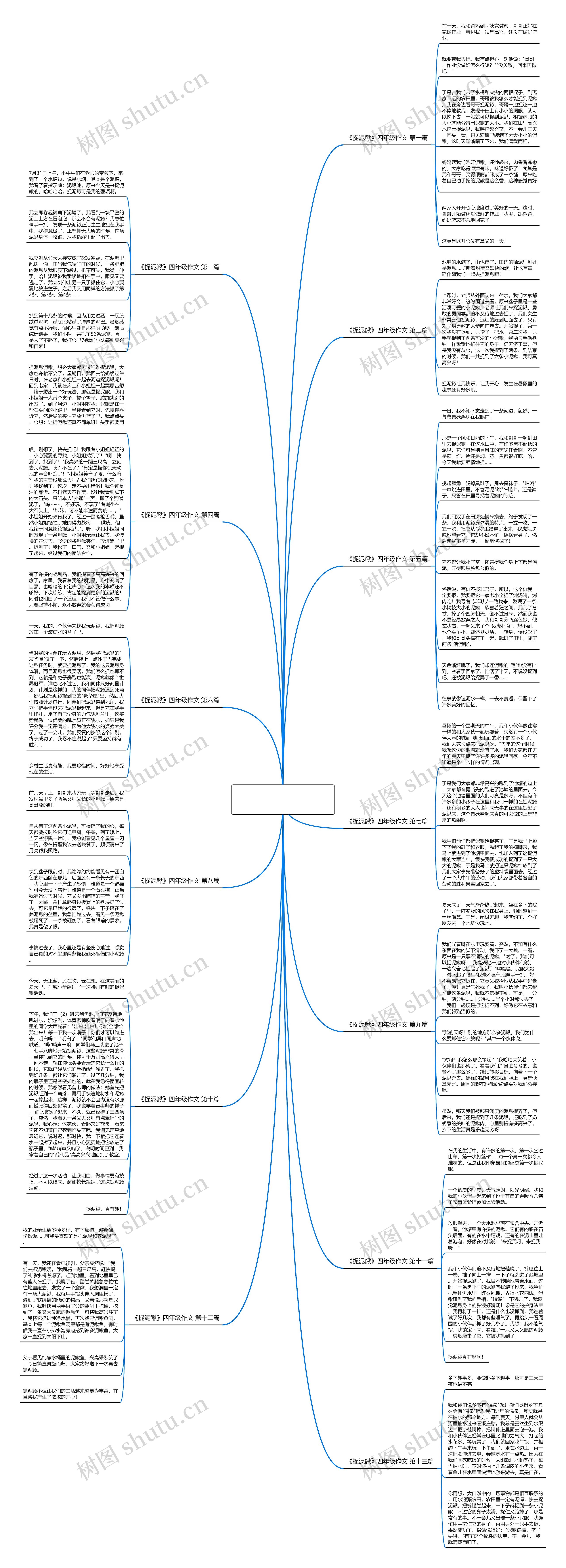 《捉泥鳅》四年级作文通用13篇思维导图