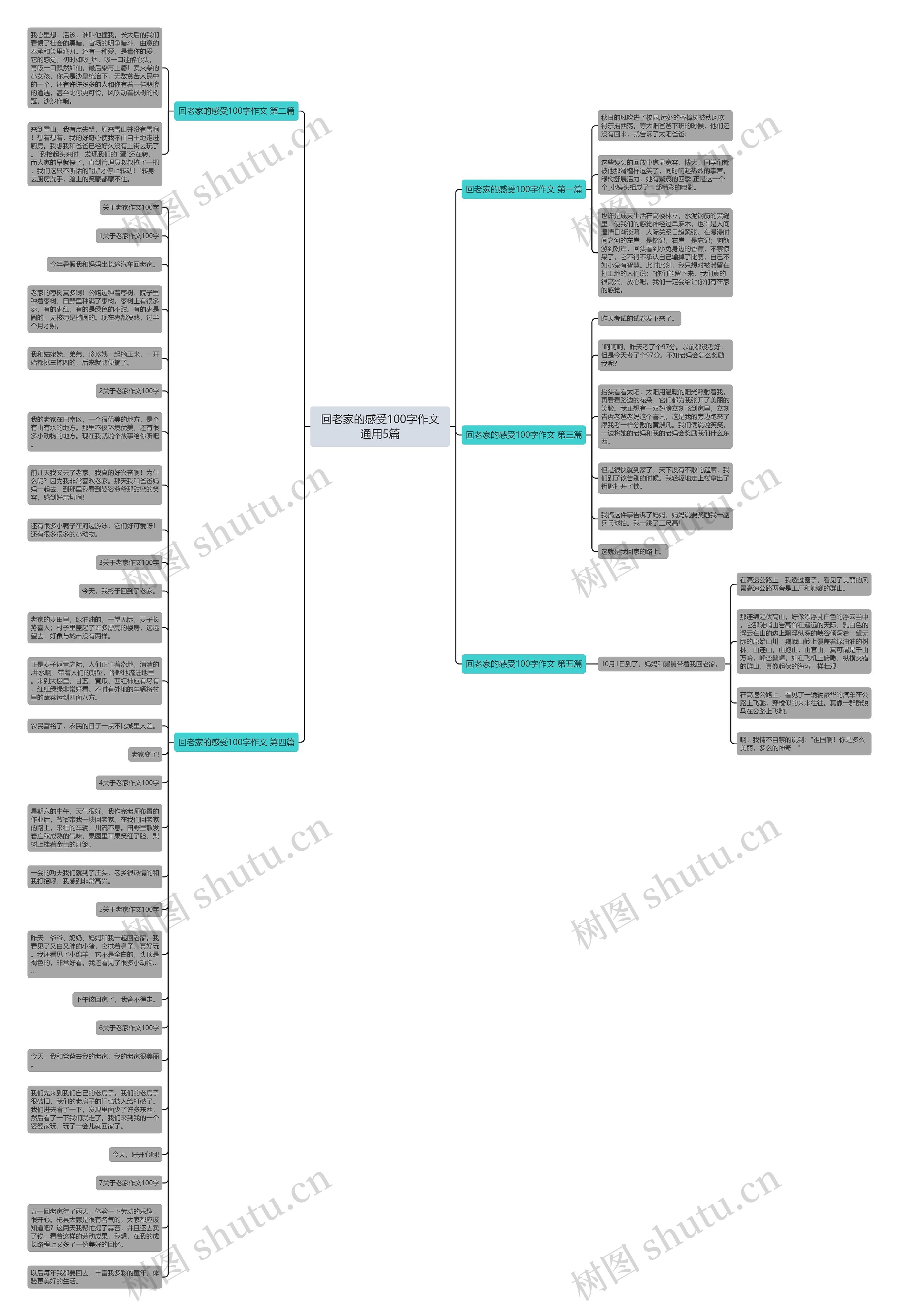 回老家的感受100字作文通用5篇思维导图