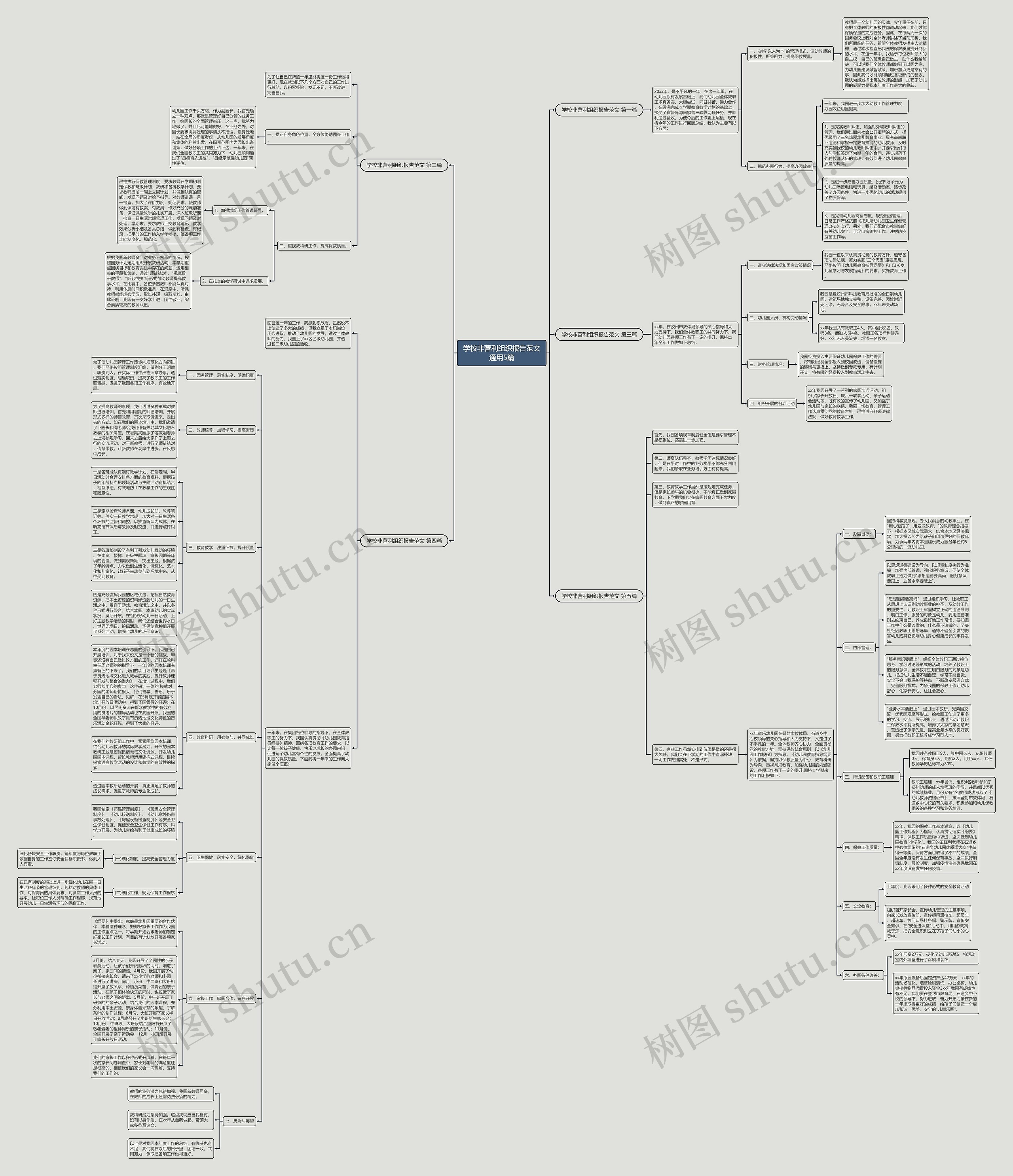 学校非营利组织报告范文通用5篇思维导图