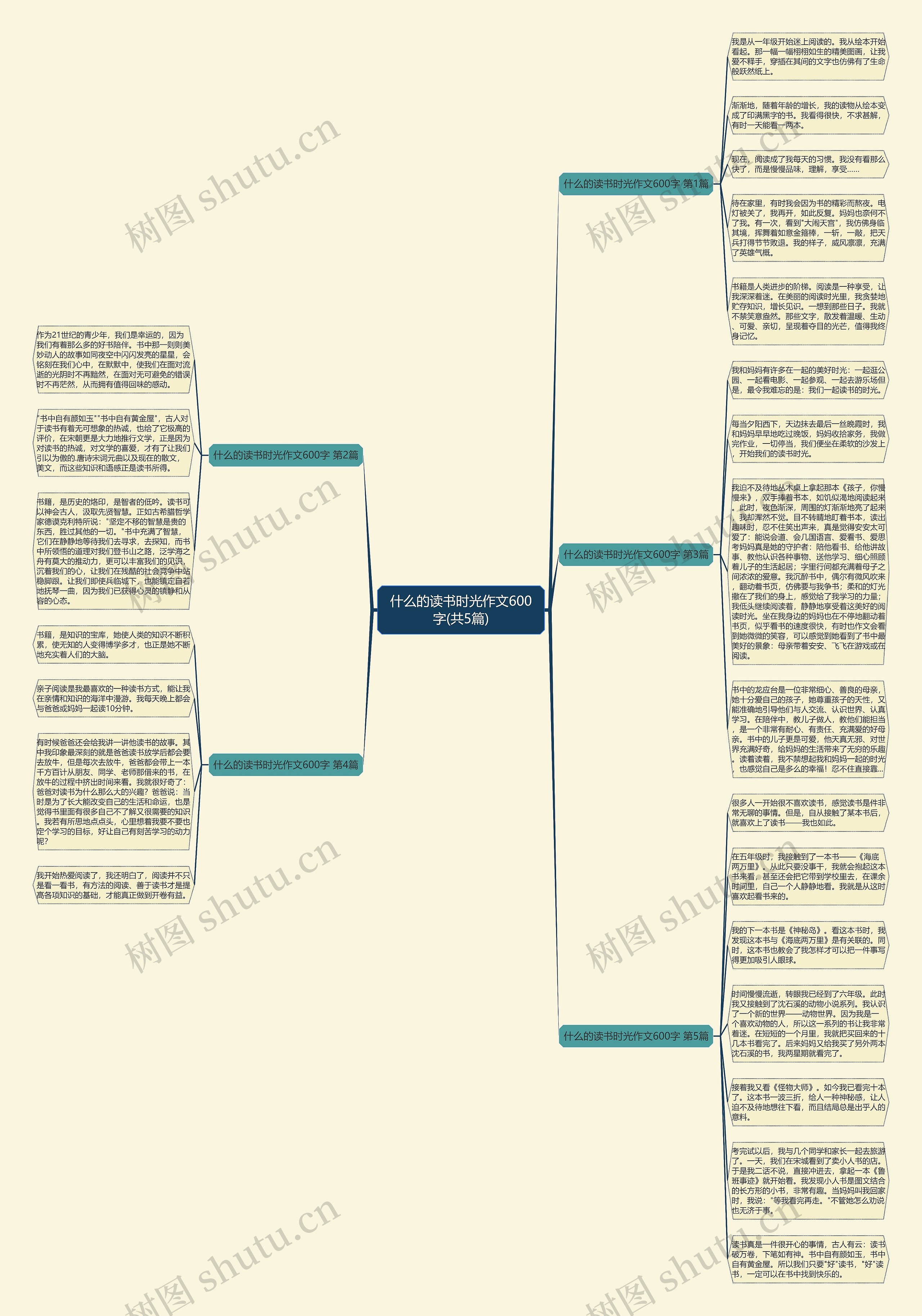 什么的读书时光作文600字(共5篇)思维导图