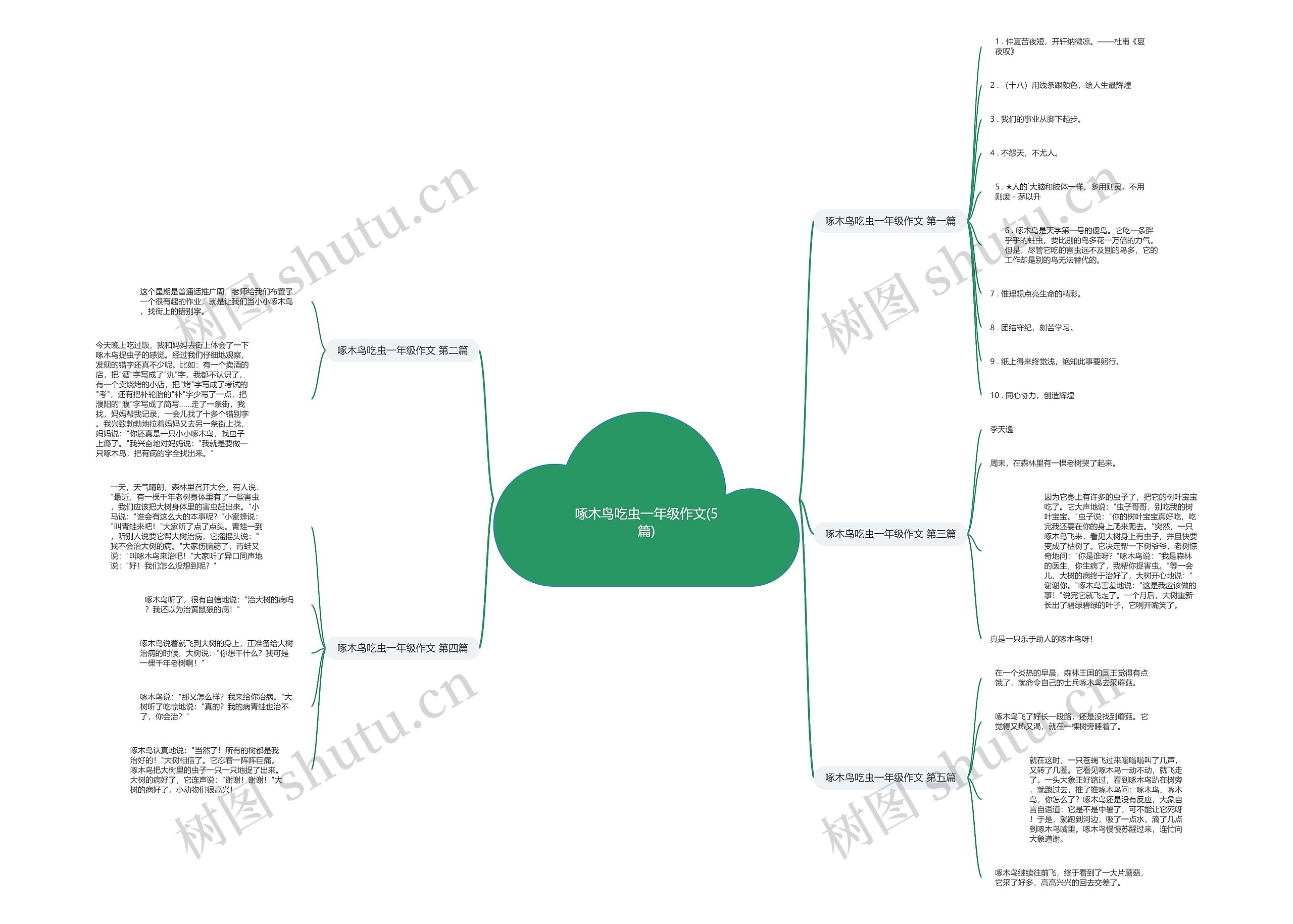 啄木鸟吃虫一年级作文(5篇)思维导图