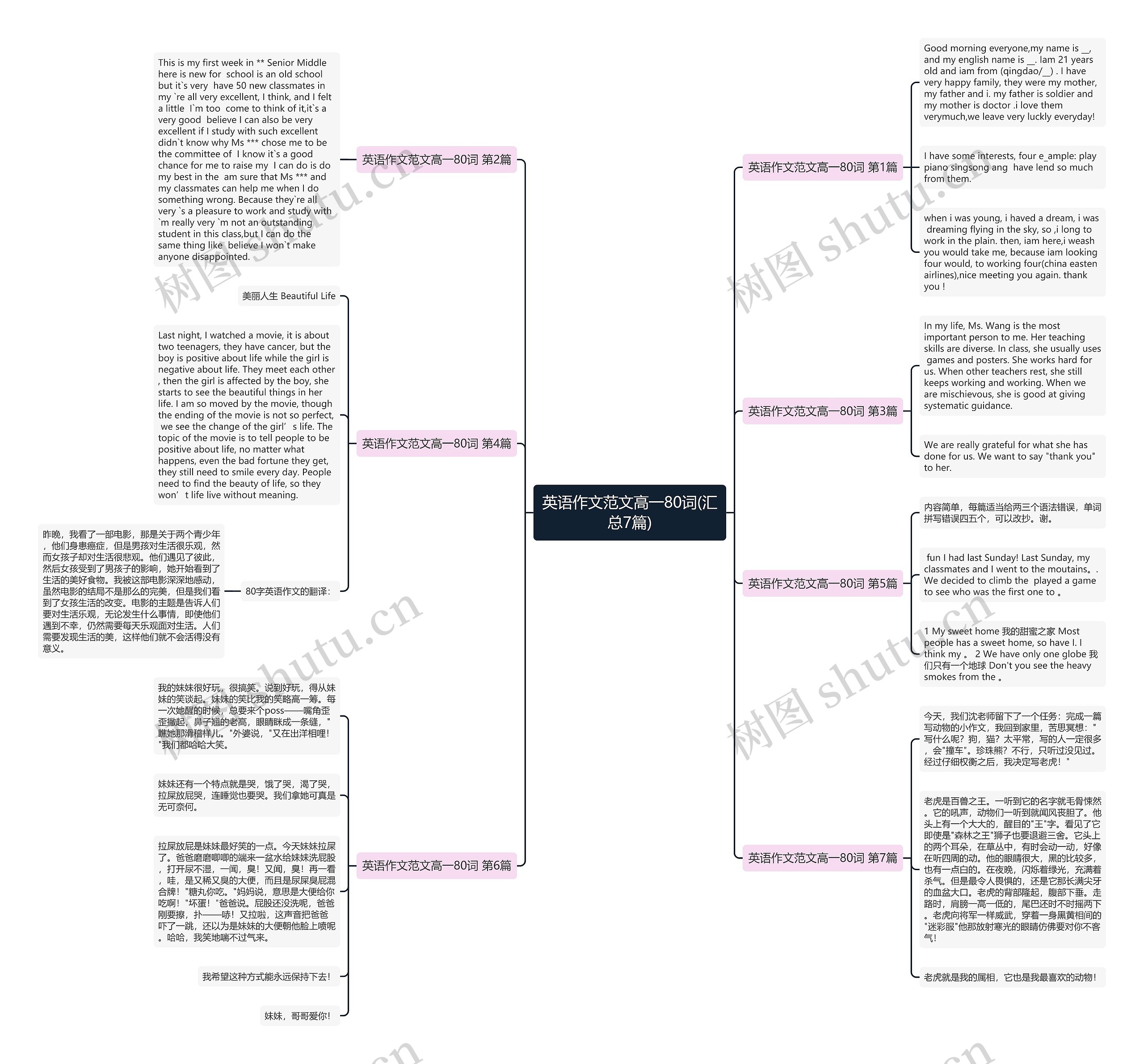 英语作文范文高一80词(汇总7篇)思维导图
