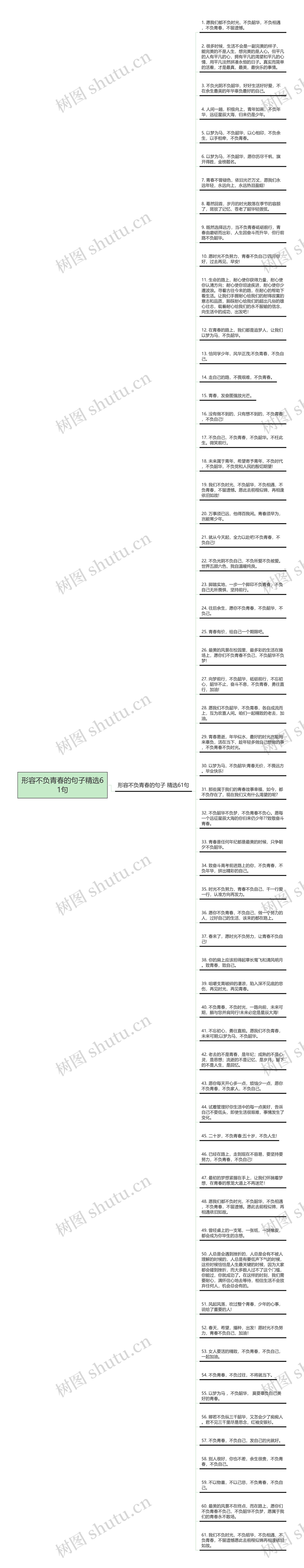 形容不负青春的句子精选61句思维导图