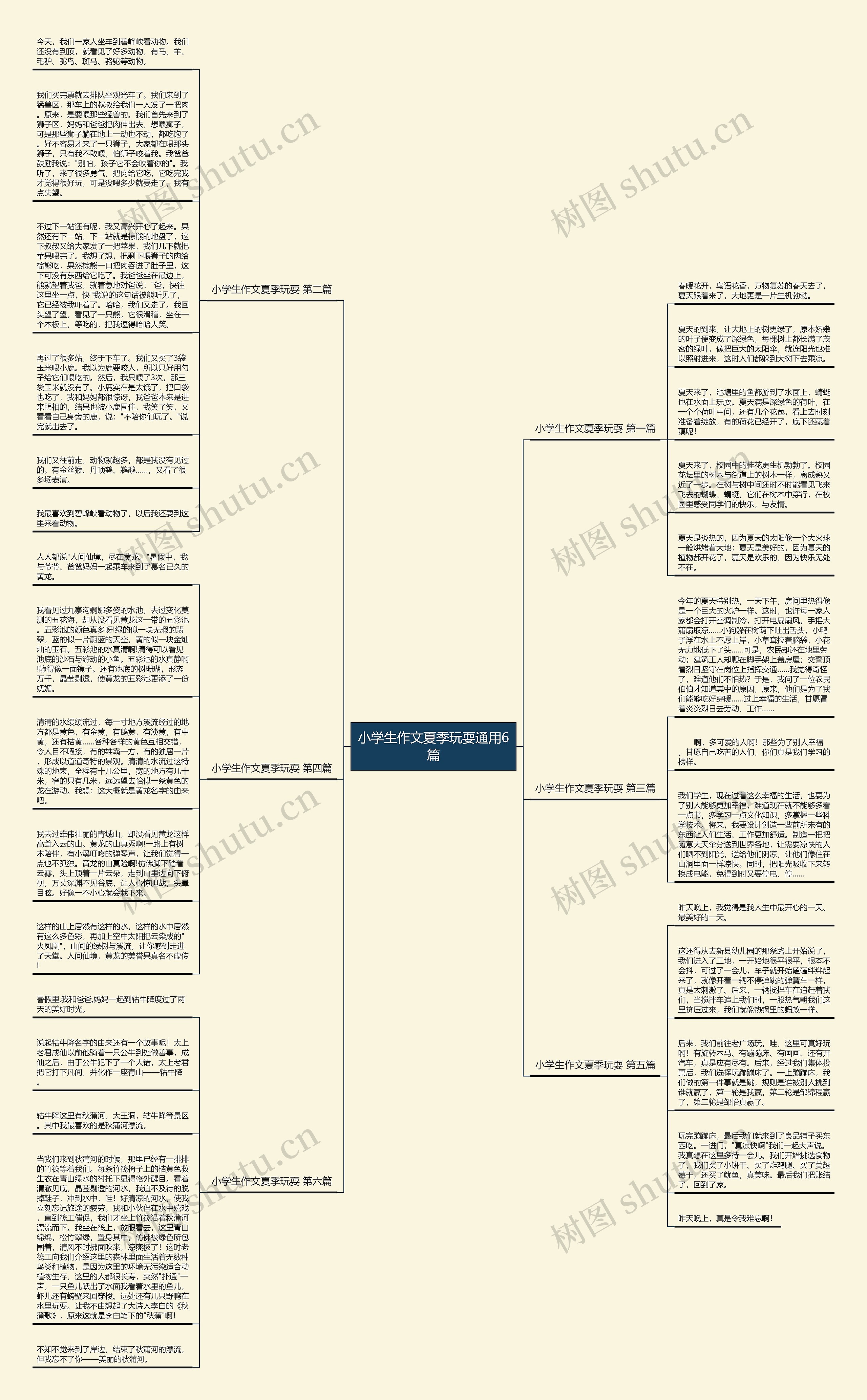 小学生作文夏季玩耍通用6篇思维导图