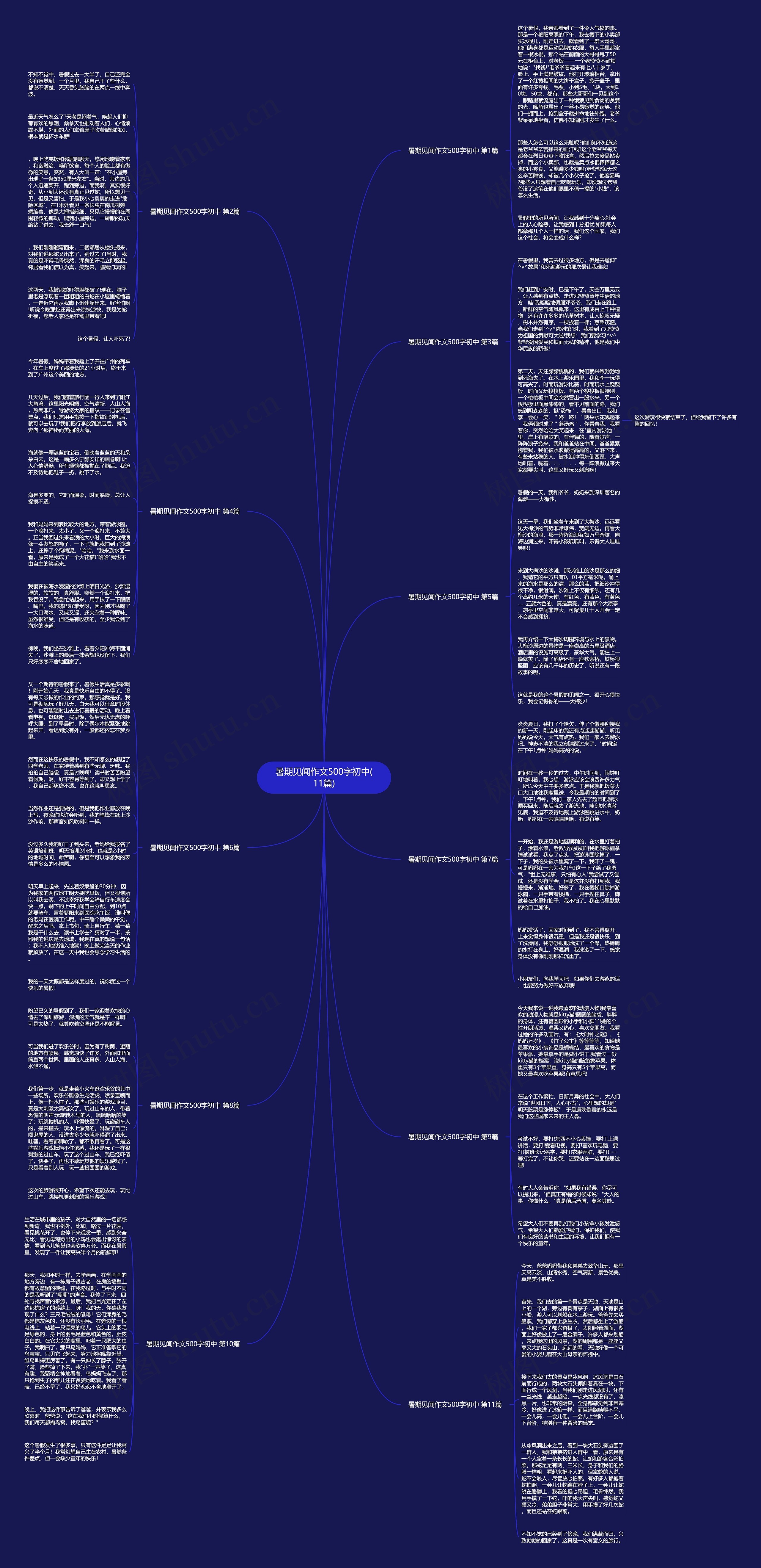 暑期见闻作文500字初中(11篇)思维导图