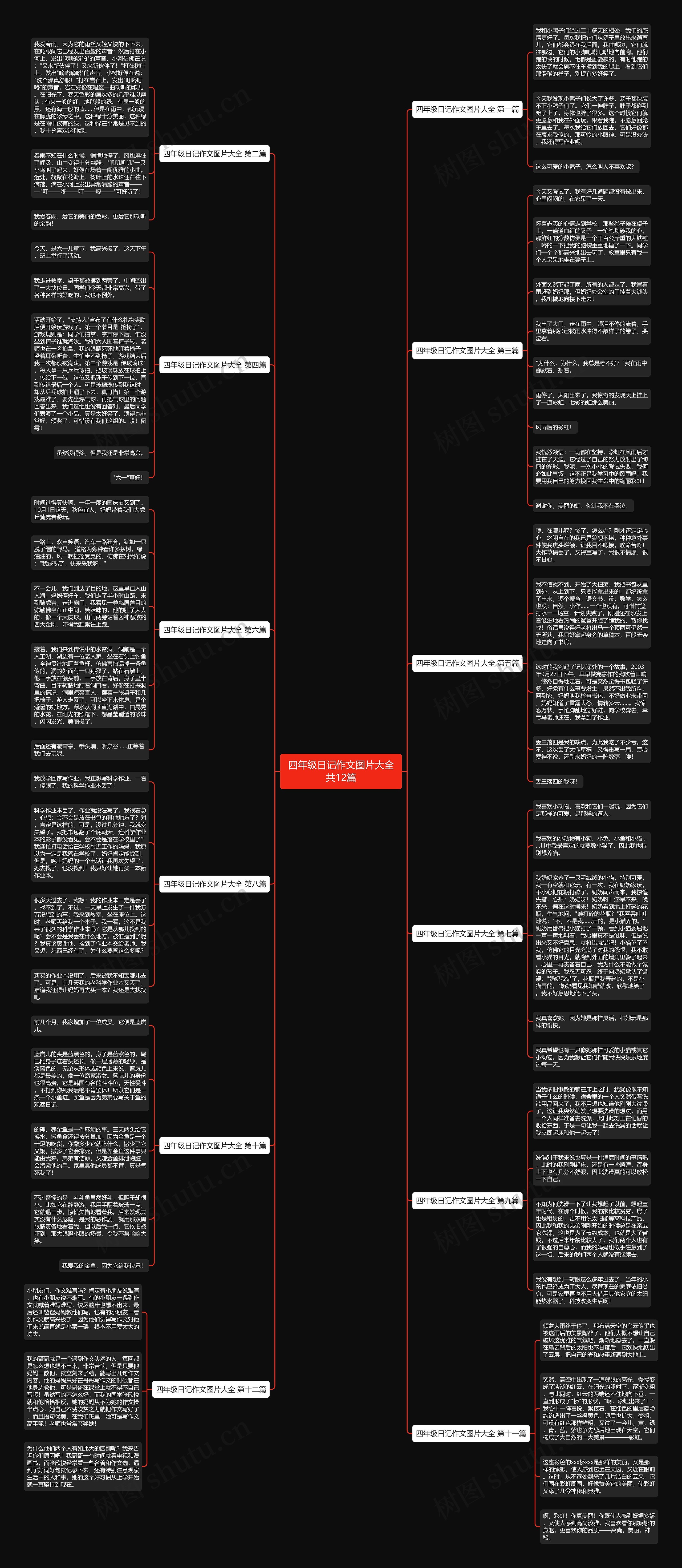 四年级日记作文图片大全共12篇思维导图