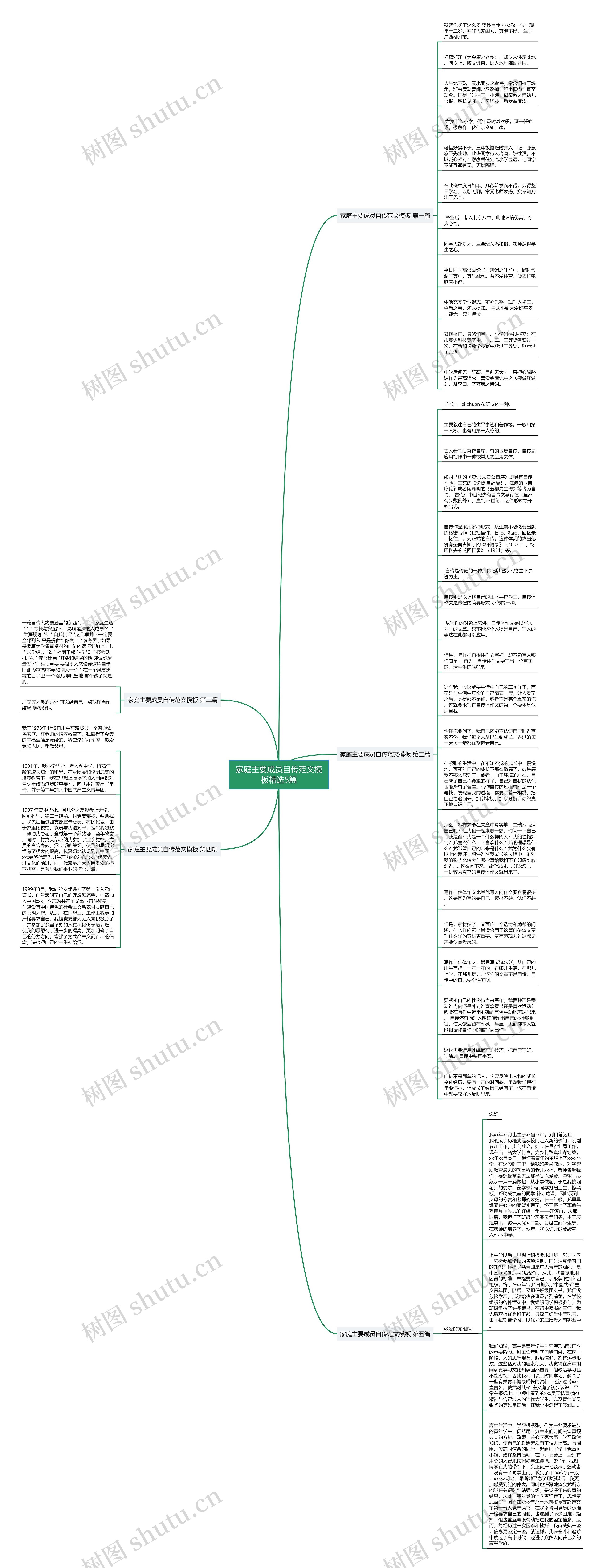 家庭主要成员自传范文精选5篇思维导图