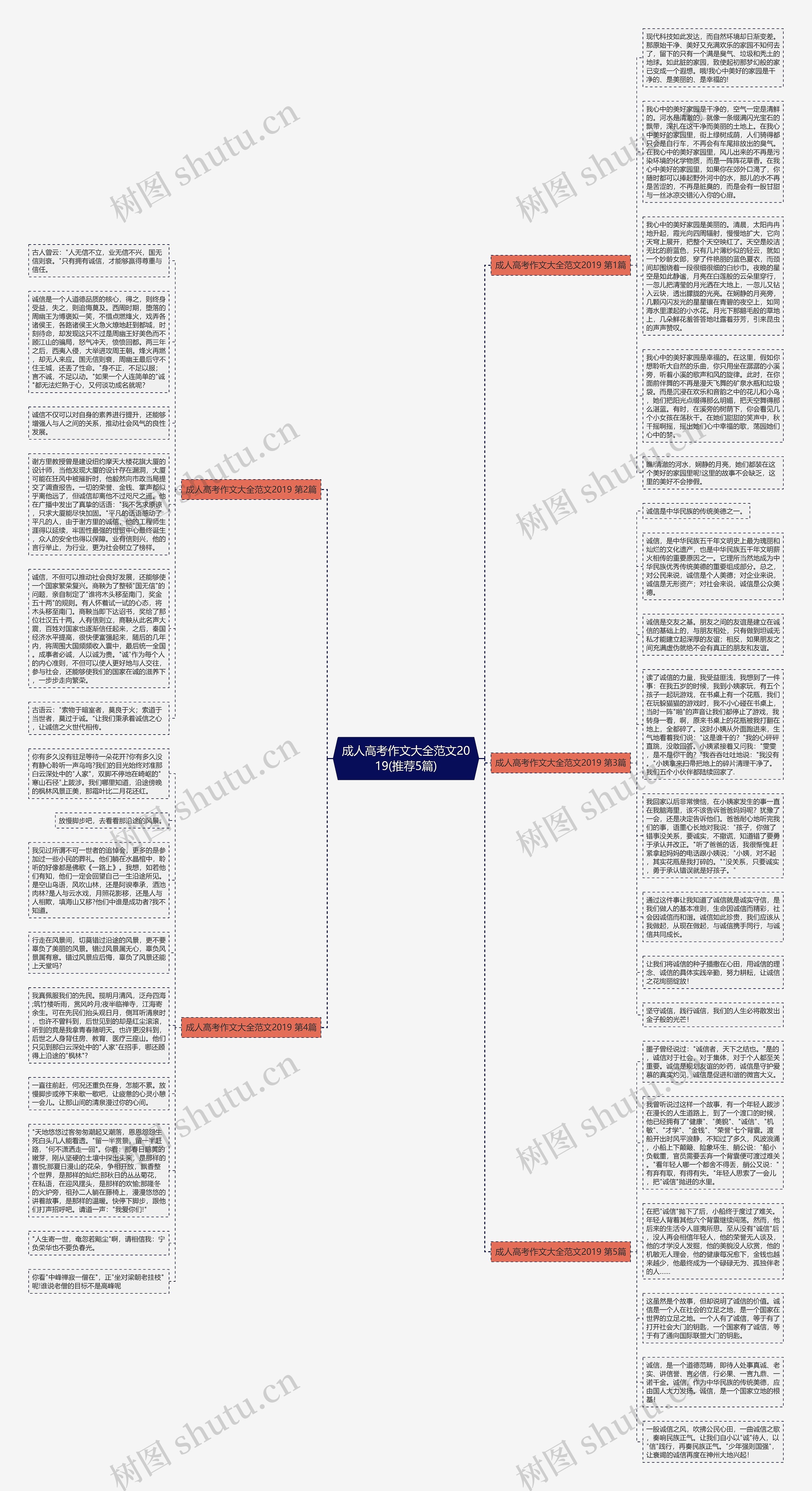 成人高考作文大全范文2019(推荐5篇)思维导图