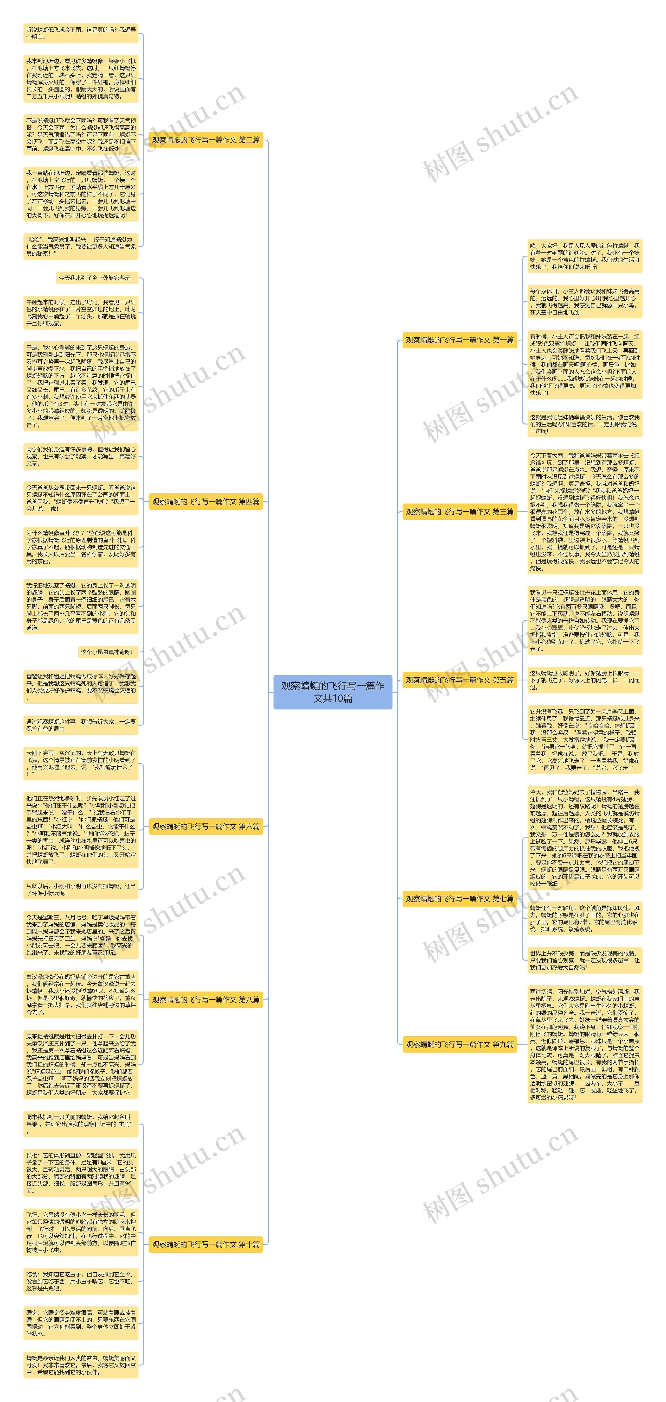 观察蜻蜓的飞行写一篇作文共10篇思维导图
