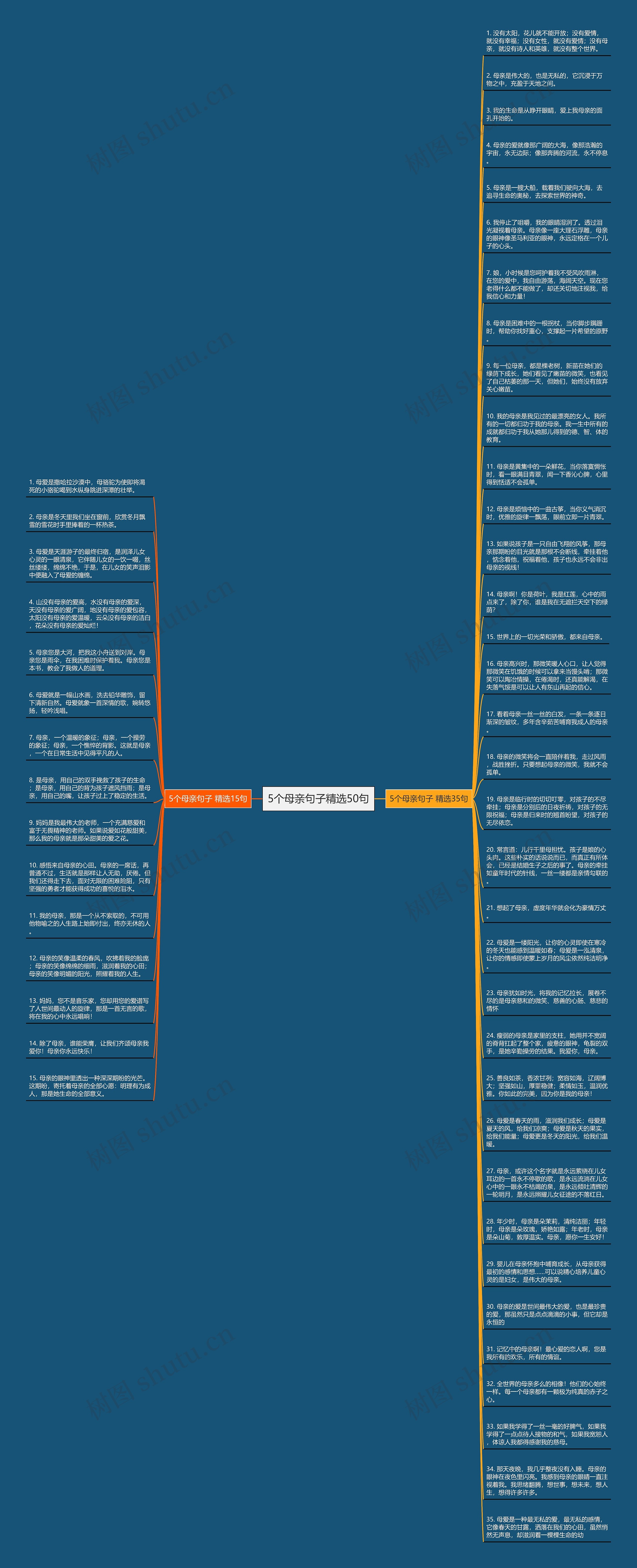 5个母亲句子精选50句思维导图