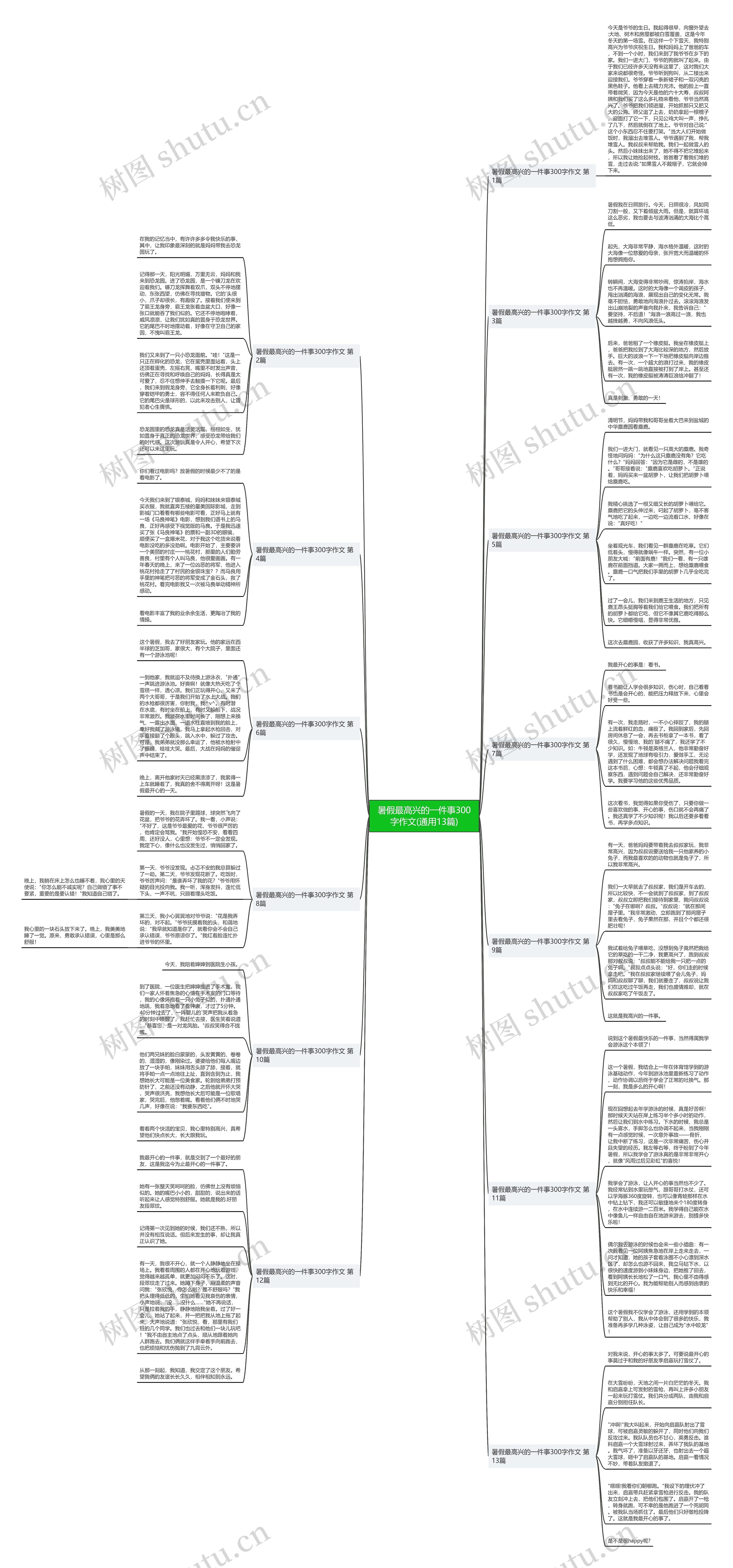 暑假最高兴的一件事300字作文(通用13篇)思维导图