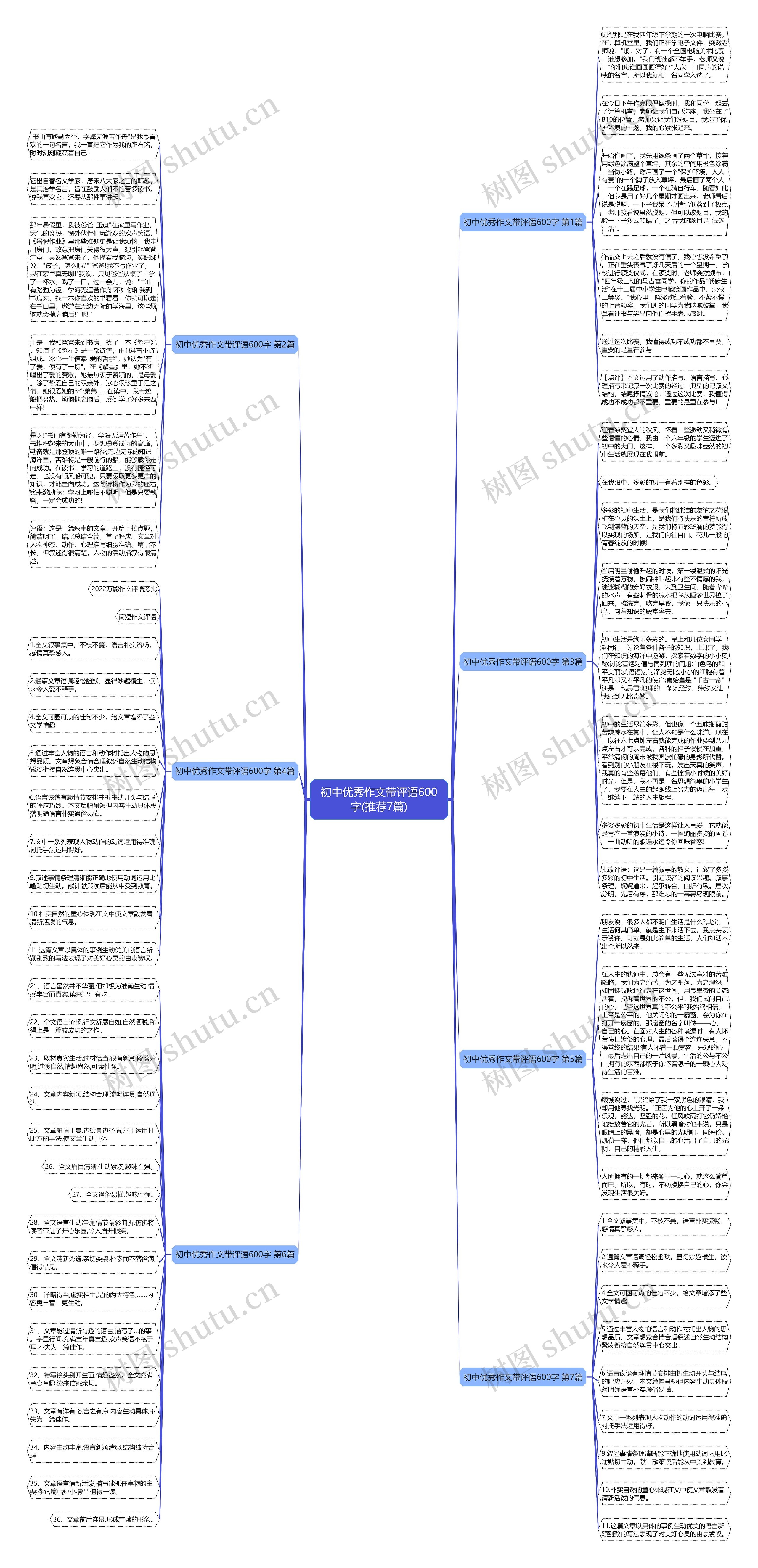 初中优秀作文带评语600字(推荐7篇)思维导图