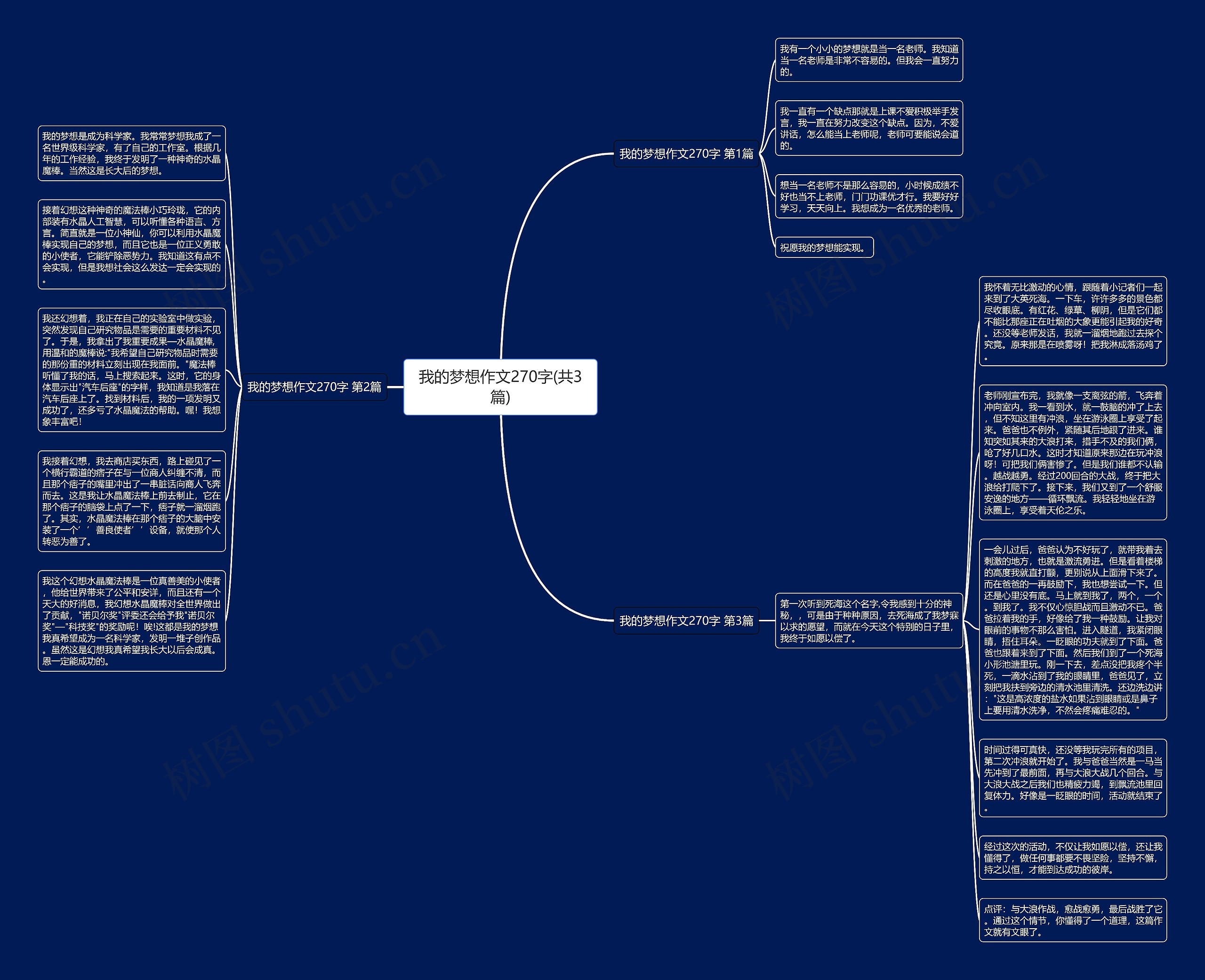 我的梦想作文270字(共3篇)思维导图