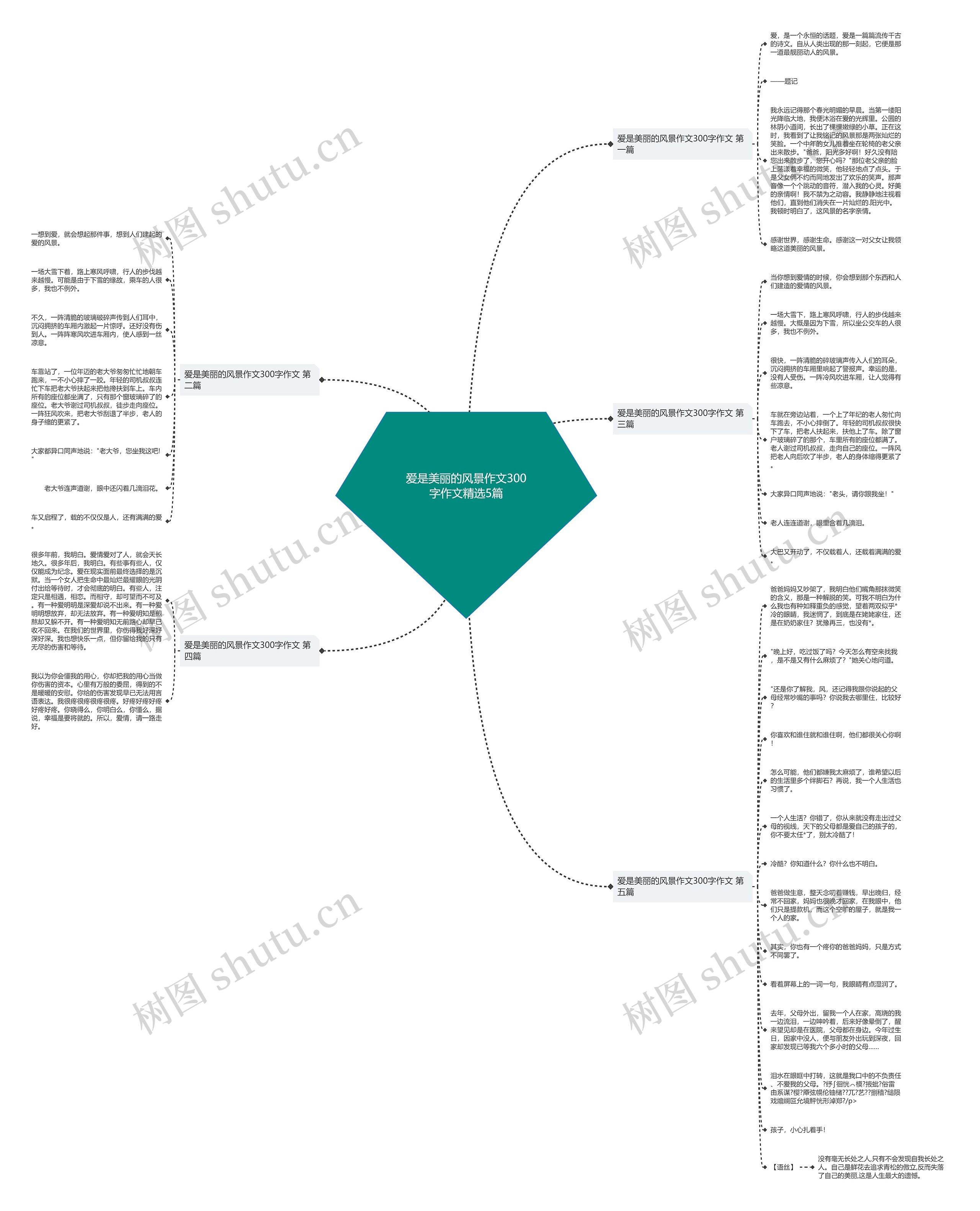 爱是美丽的风景作文300字作文精选5篇思维导图