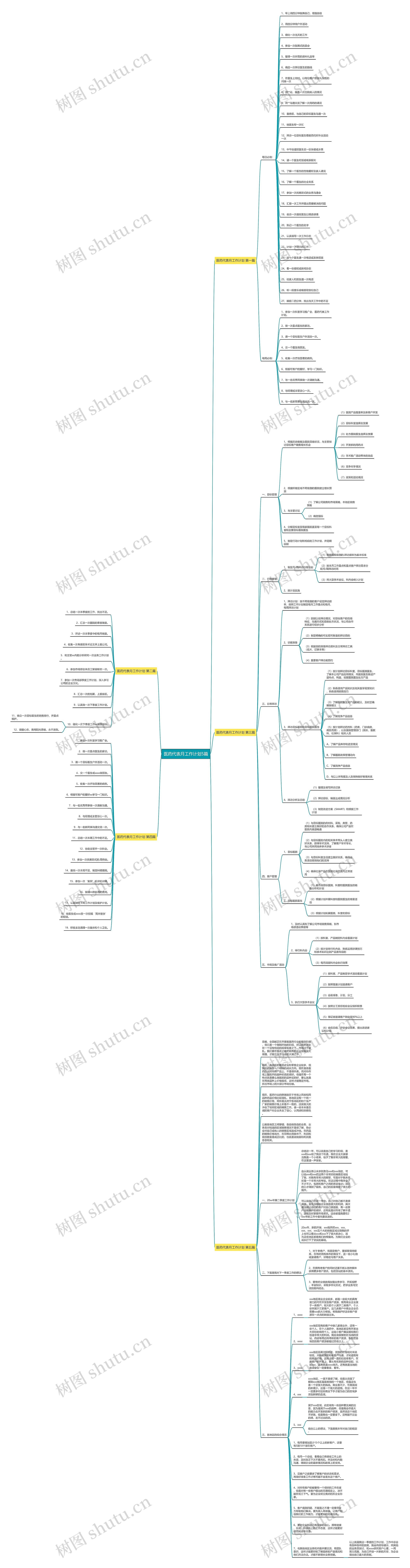 医药代表月工作计划5篇思维导图