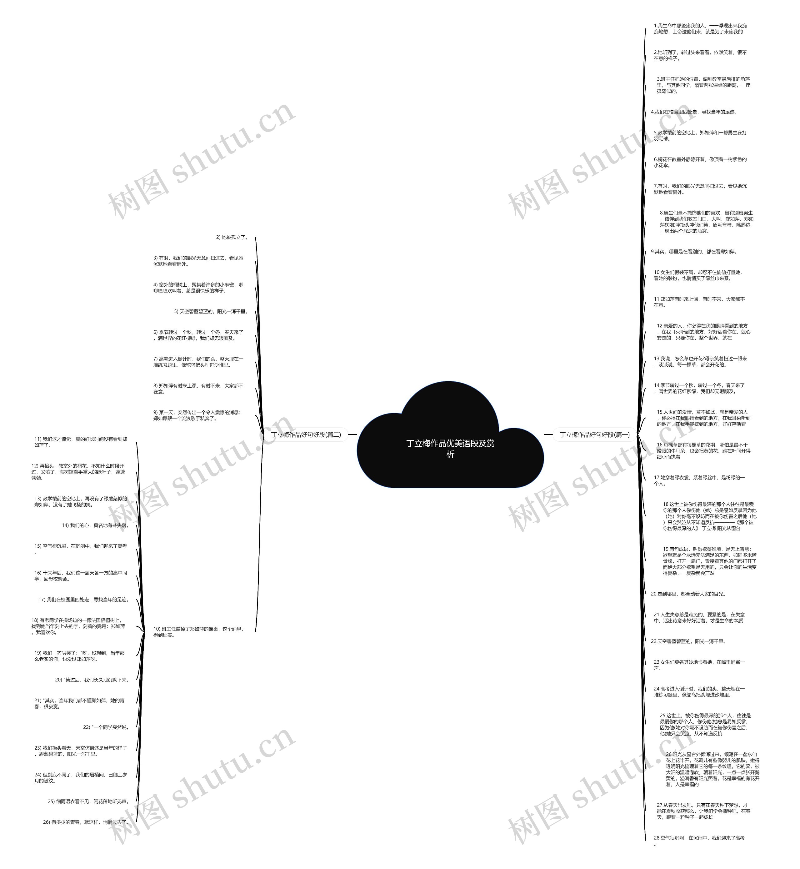 丁立梅作品优美语段及赏析思维导图