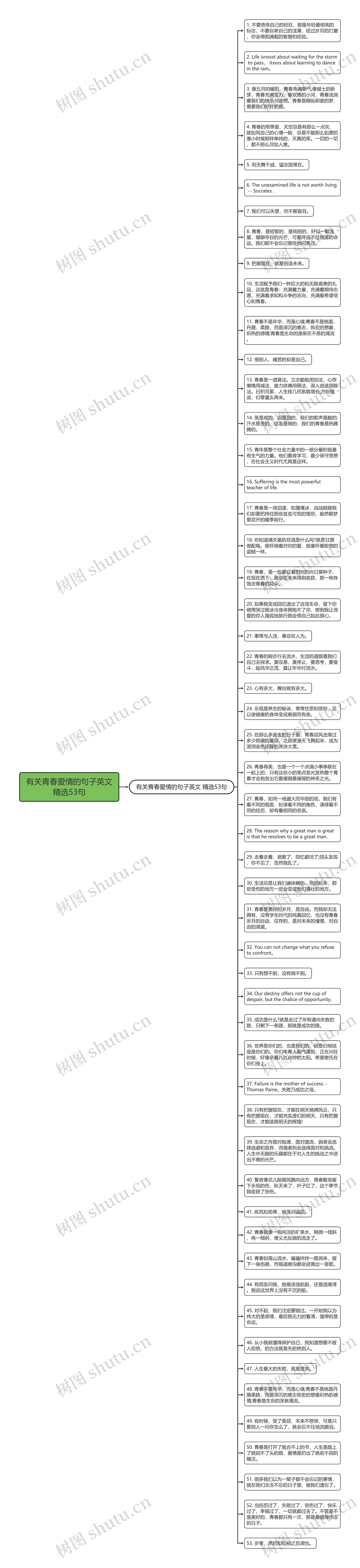 有关青春爱情的句子英文精选53句思维导图