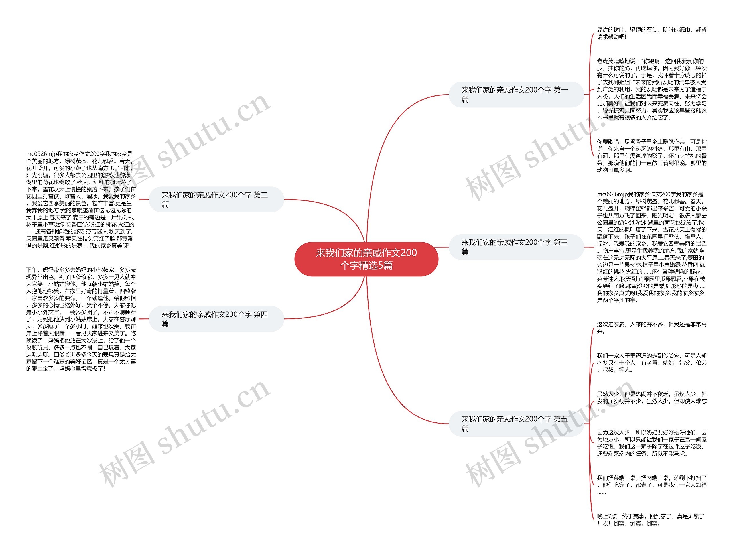 来我们家的亲戚作文200个字精选5篇思维导图