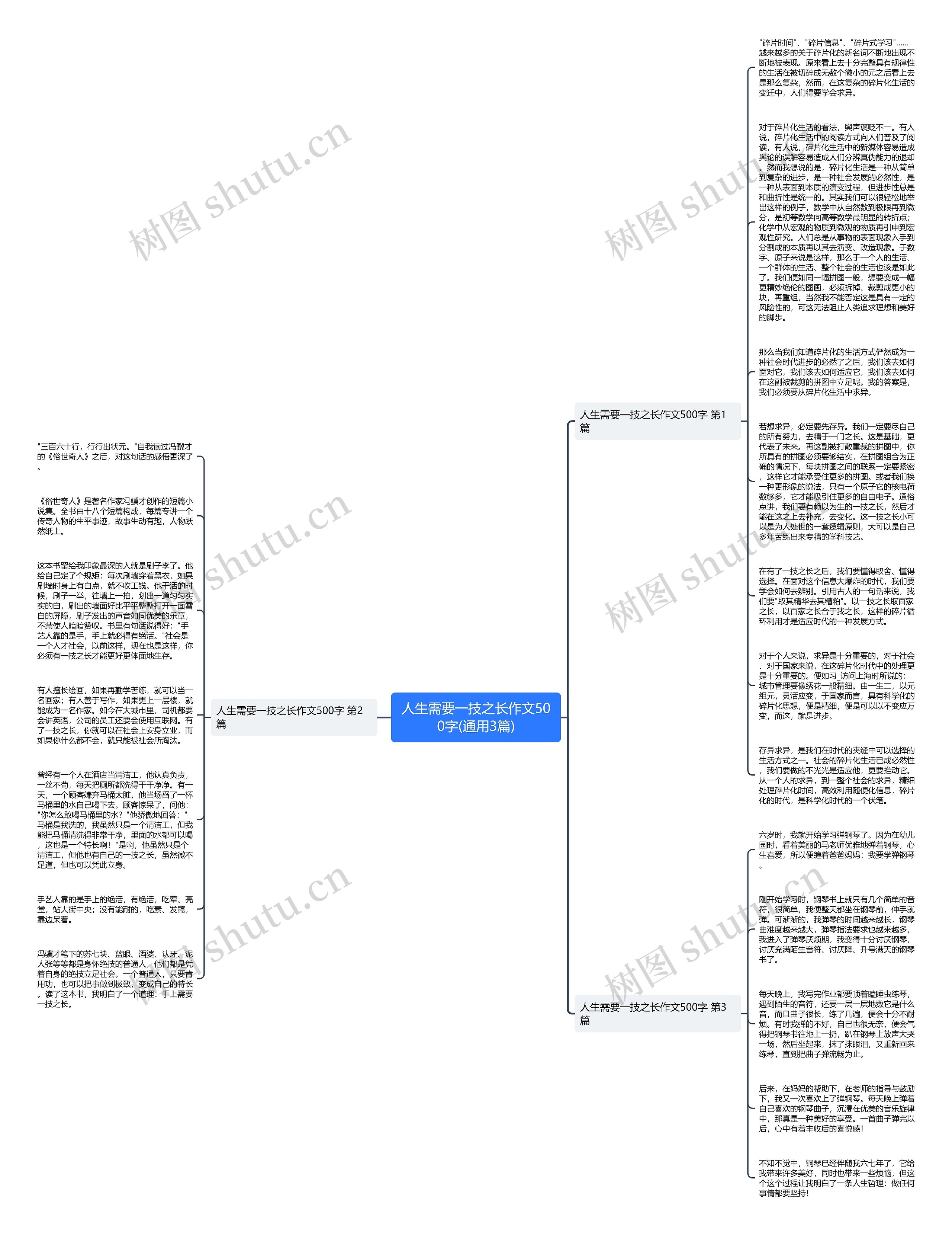 人生需要一技之长作文500字(通用3篇)思维导图